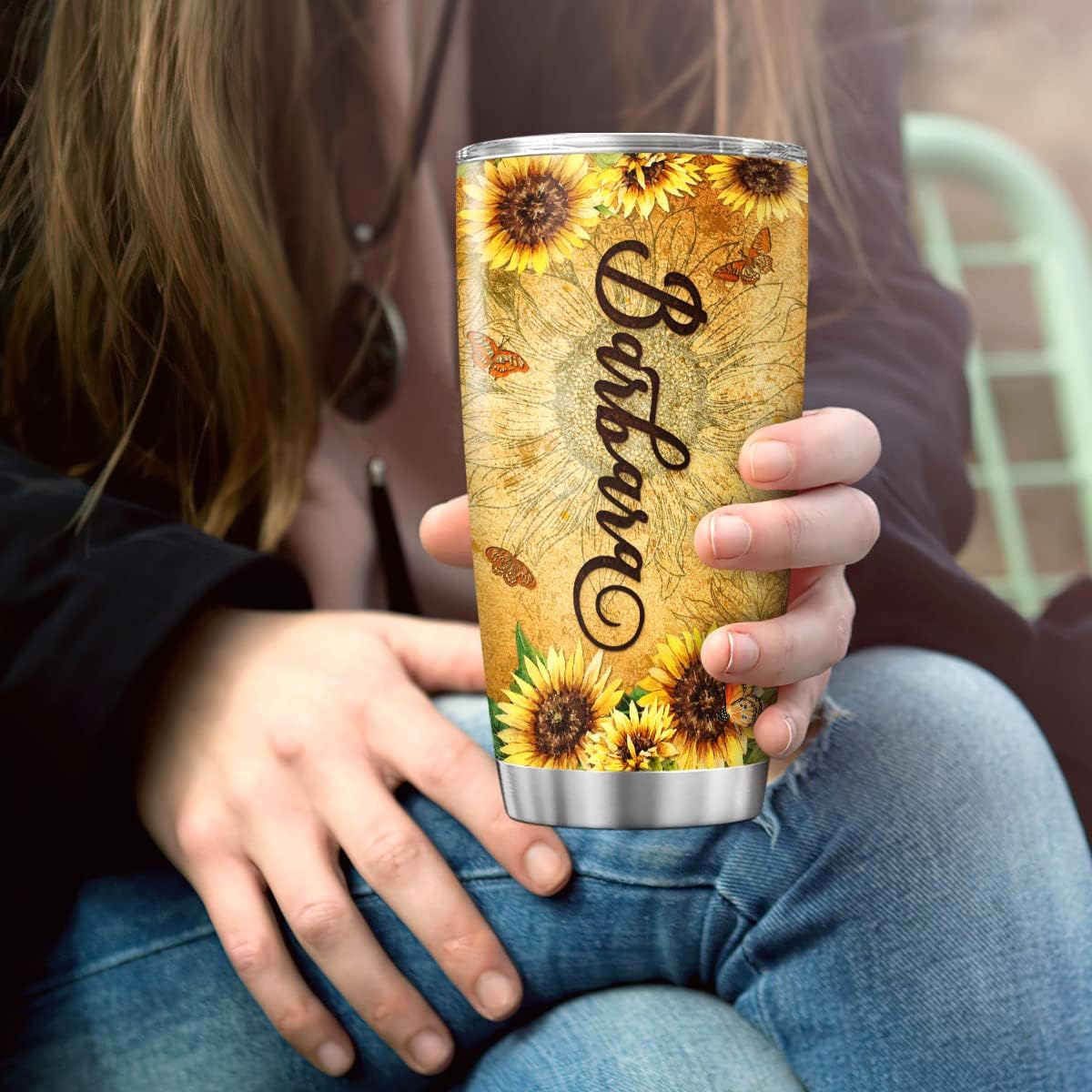 Vaso de café personalizado, taza de viaje con tapa, regalos de cumpleaños para mujeres, abuela, esposa, flores, taza aislada, bebidas frías, vasos