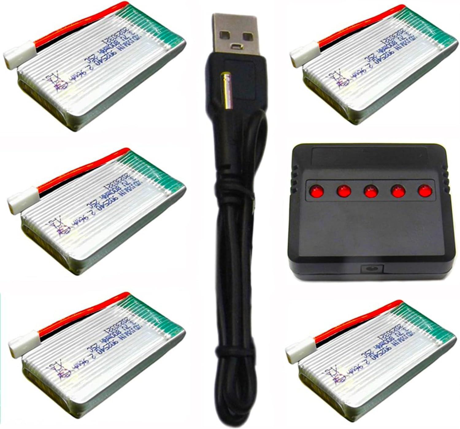 5pcs 800mAh batería de litio y cargador de batería para Syma X5C X5C-1 X5 X5SW X5SC V930 FQ36 CW4 SS40 S5C S5W RC Quadcopter Batería
