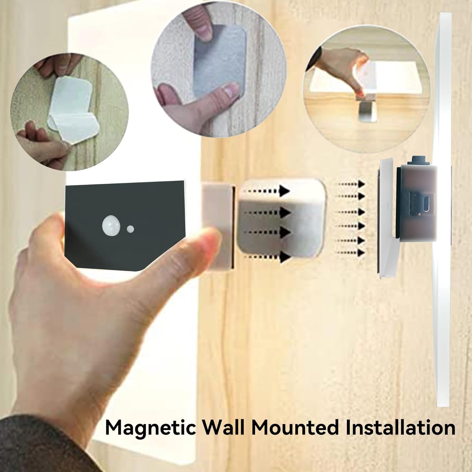 FelRelWel Apliques de pared con control de sensor, 2 lámparas de pared LED acrílicas para sala de estar, pasillo, patio, jardín, batería USB