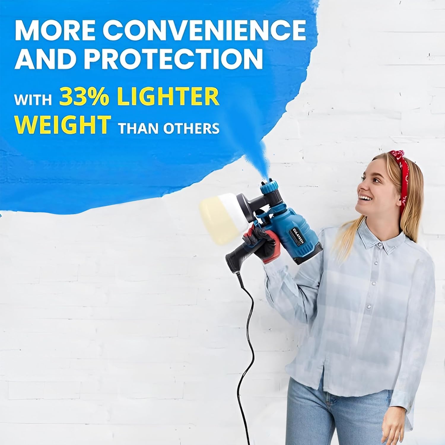 Pulverizador de pintura, Culatech 2024 pistola de pintura eléctrica HVLP mejorada de 700 W, con 6 boquillas de cobre, cable de alimentación largo,