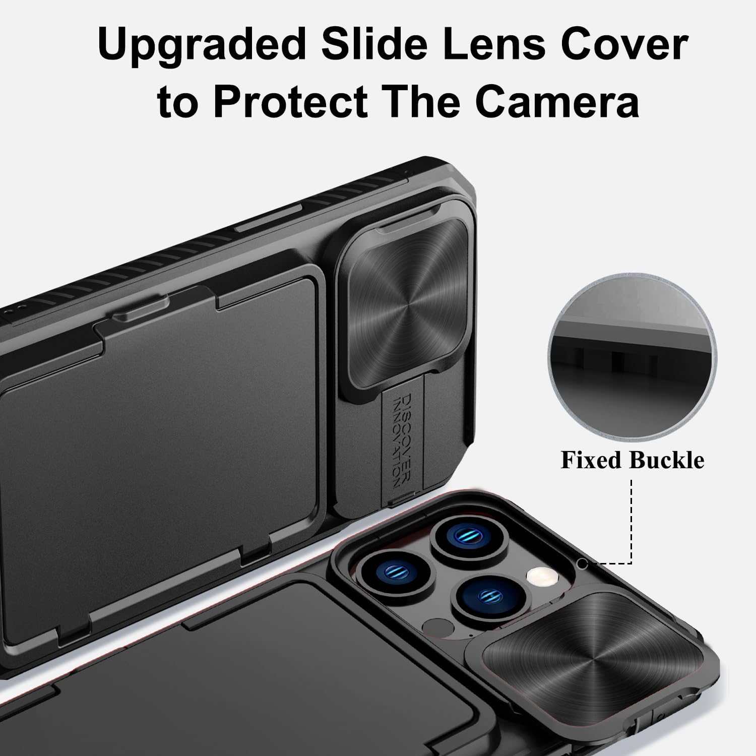 Funda tipo cartera para iPhone 15 Pro con tarjetero (4-5 tarjetas) y cubierta deslizante para cámara y soporte, protección contra caídas de grado