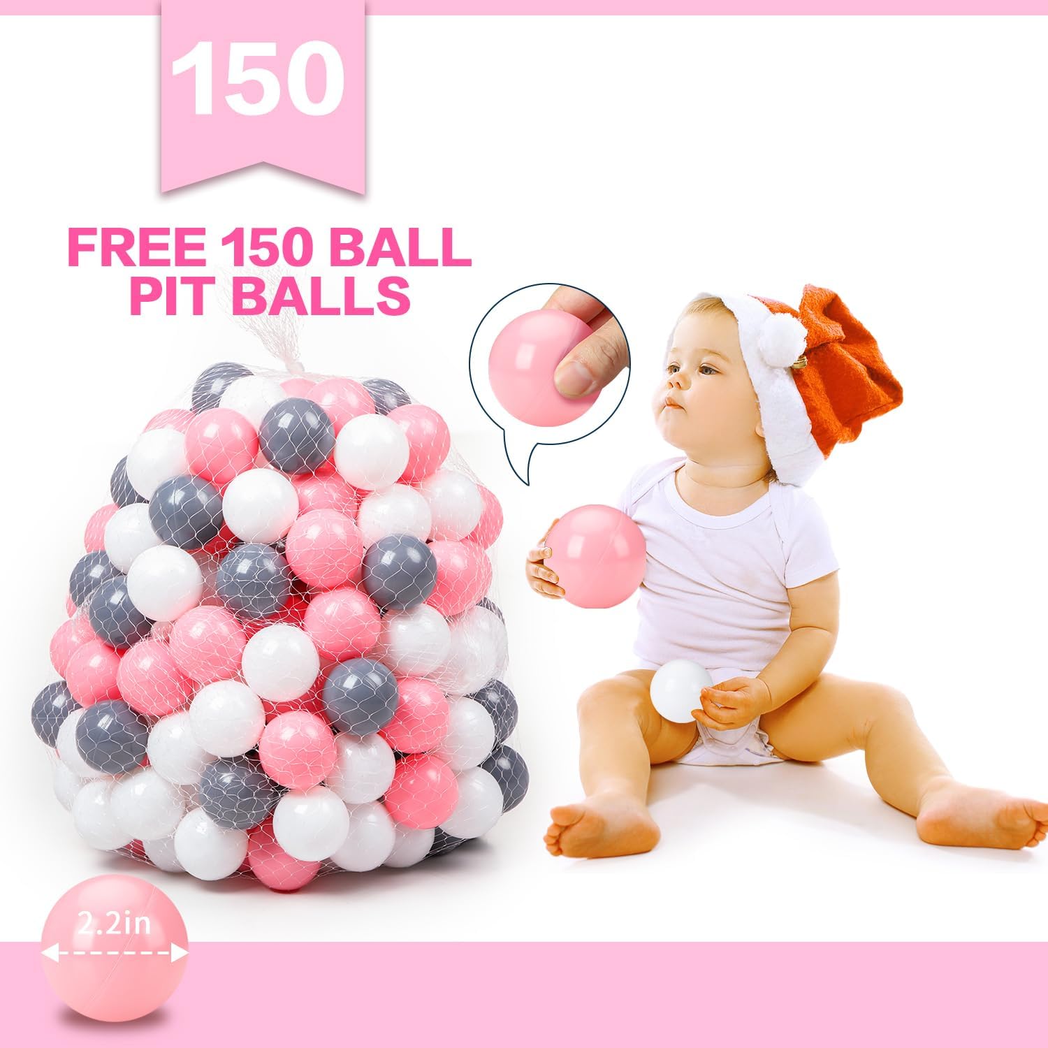 Wilhunter – Alberca de pelotas para niños pequeños con 150pelotas, tienda de campaña desplegable, casa de juegos para interior y exterior con bolsa