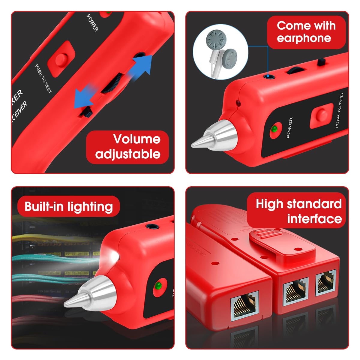 Cable Tracer Probador de cables de red Ethernet RJ45 RJ11  Rastreador de tóner de alambre CAT5 CAT6 Probador de continuidad  Kit de generador de