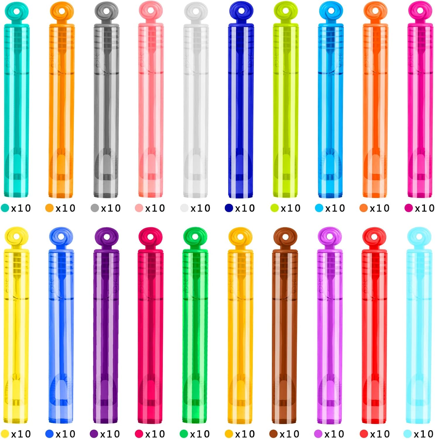 200 mini varitas de burbujas de 20 colores, juguetes de fiesta para niños, hora del baño, regalos de verano al aire libre, celebración de Navidad,