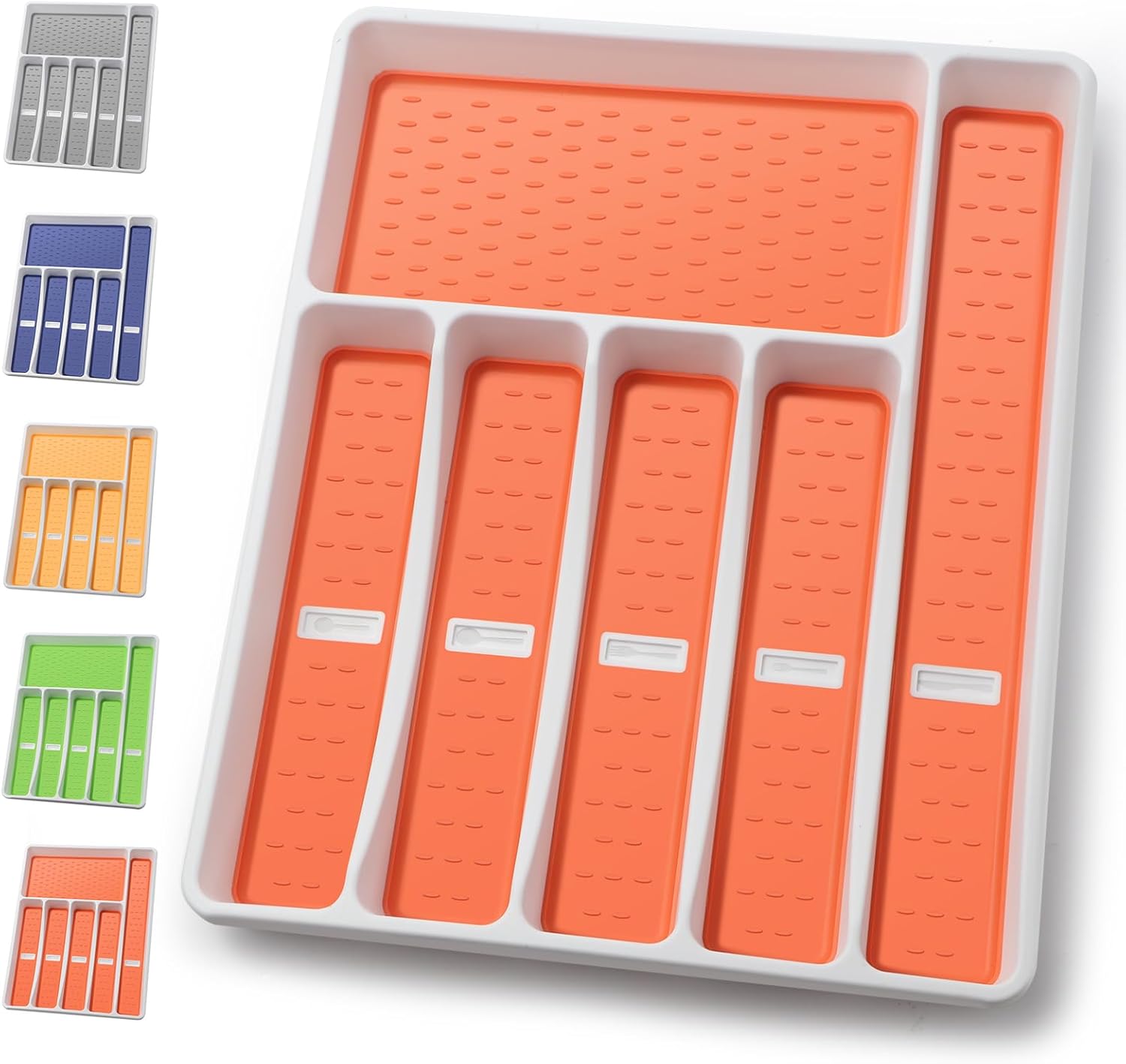 CherHome Organizador de cubiertos con iconos de cubiertos, bandeja de cubiertos para cajón de cocina, cubiertos de plástico, organizador de cajones