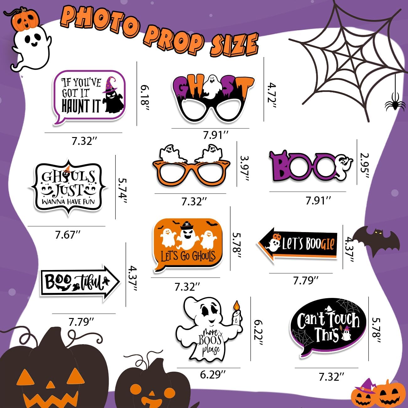Marco de accesorios para cabina de fotos de fiesta de Halloween, kit de decoración de fotografía de Halloween, incluye marco de fotos de fantasma de