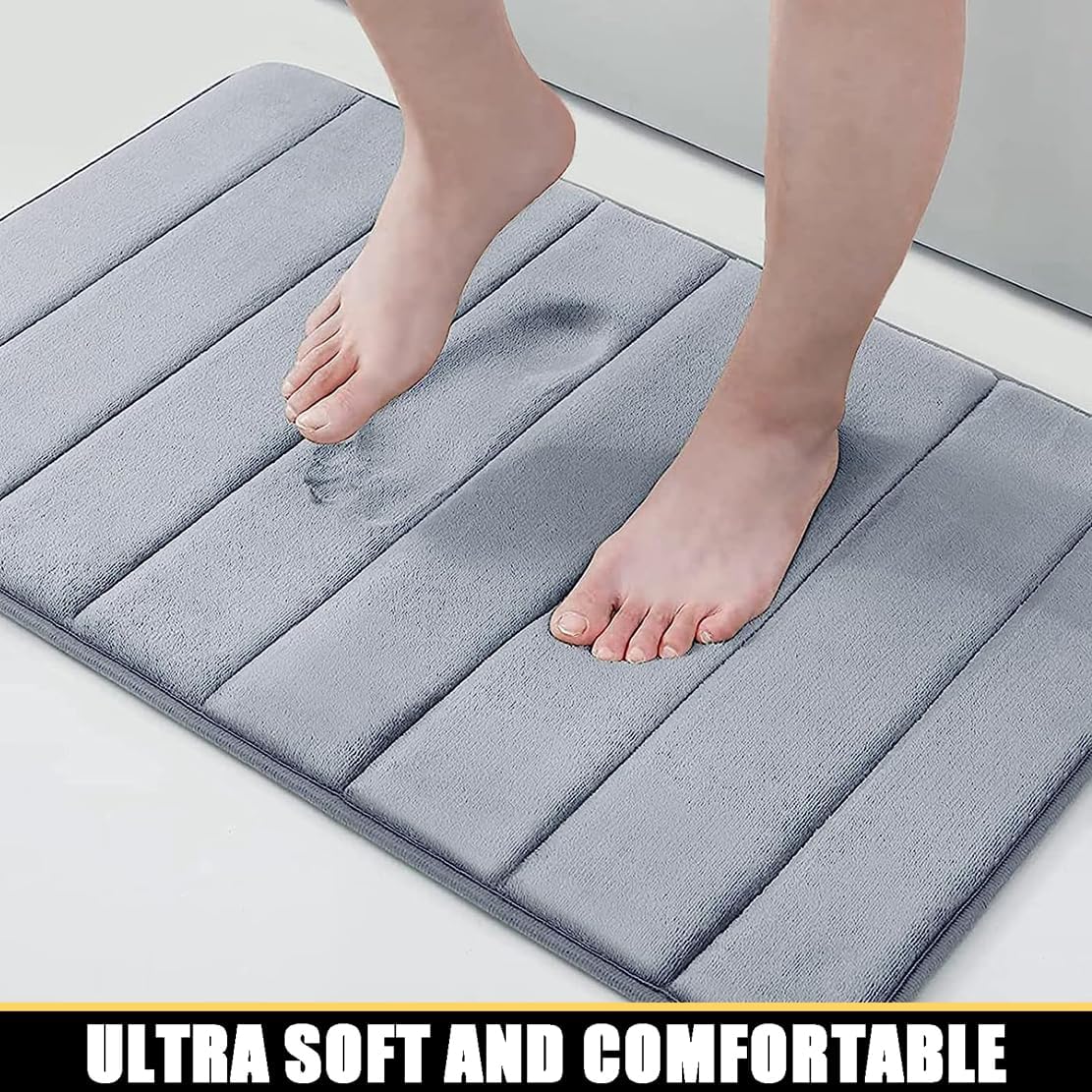 NIOKIT Tapete grueso de espuma viscoelástica para baño, antideslizante, fuerte absorbente de agua, lavable a máquina, ultra suave, cómodo, tapete