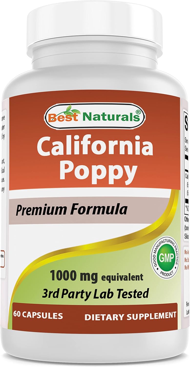Best Naturals California Poppy 1000 mg Equivalente – 60 Cápsulas