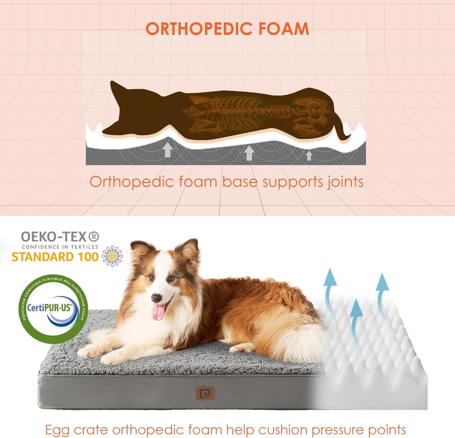 EHEYCIGA Camas lavables para perros extragrandes, cama para perros XL con funda extraíble para jaula, cama ortopédica de espuma para mascotas,