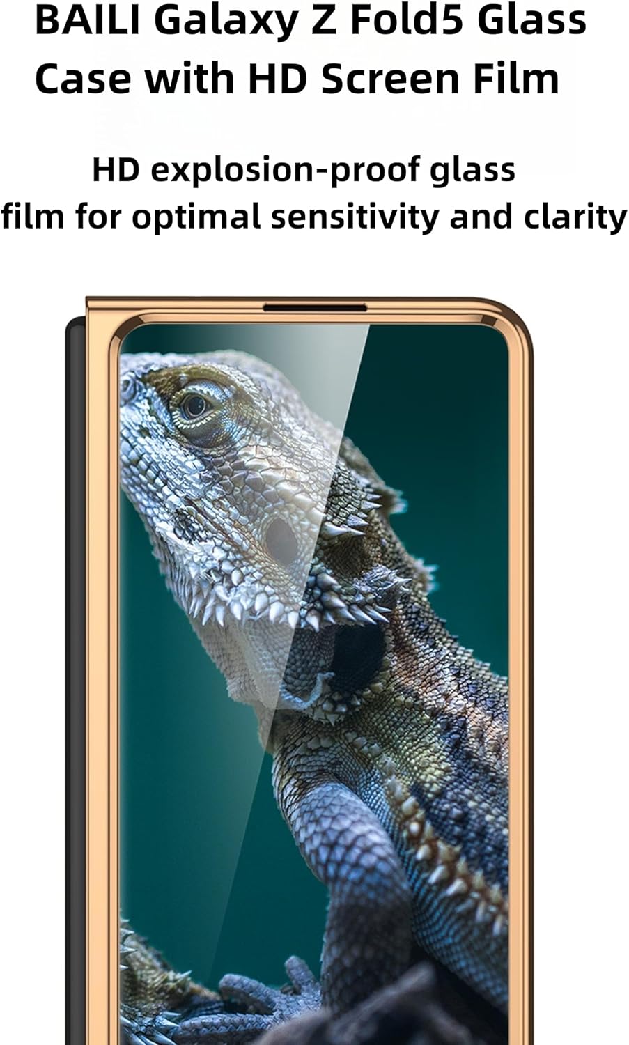BAILI Funda para Galaxy Z Fold5, funda de vidrio Z Fold 5, funda protectora de vidrio templado ultrafina 9H Fold5, cubierta trasera de pintura de