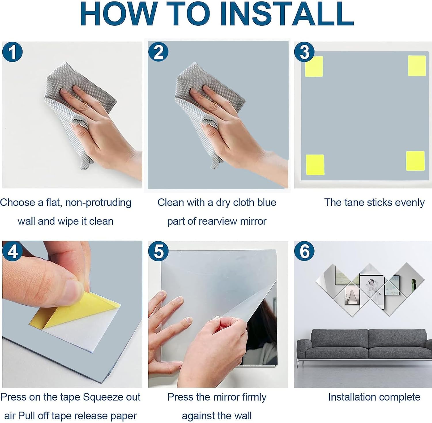 Socokici Espejo de pared de longitud completa inastillable, 4 piezas de azulejos de espejo acrílicos autoadhesivos de 0.079 pulgadas de grosor,