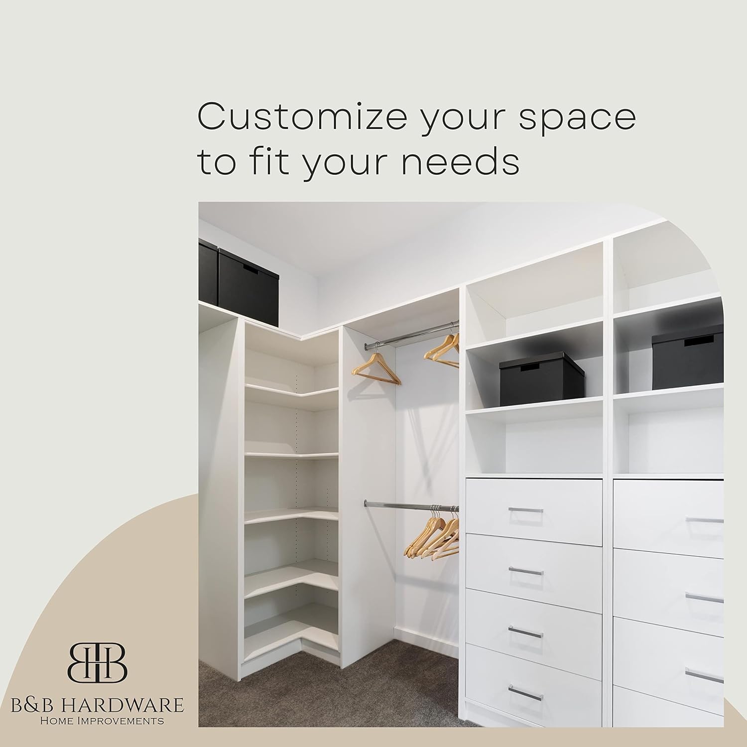 B&B HARDWARE Estantes para gabinete, melamina de 34 pulgadas de grosor, espacio de organización personalizado con elegantes estantes de melamina de