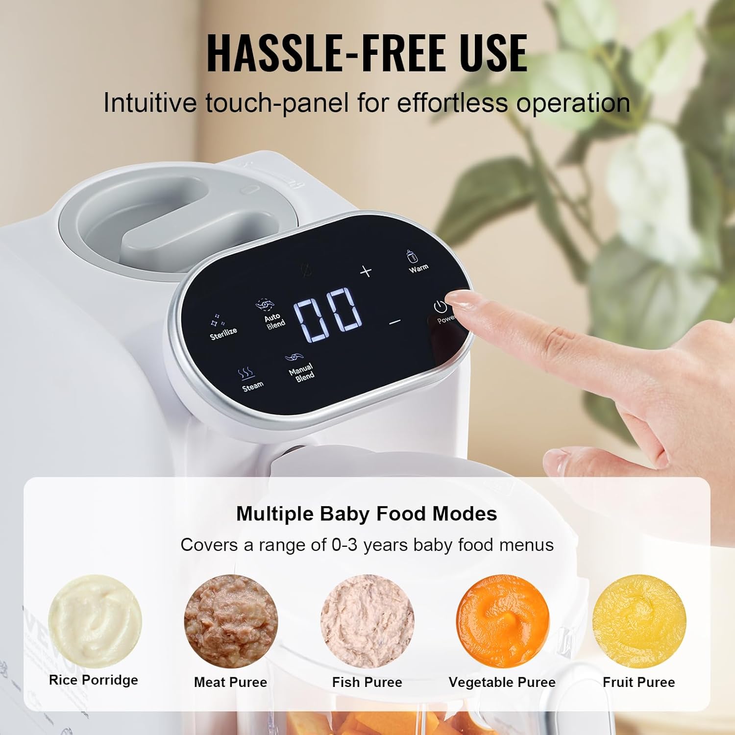 VEVOR Fabricante de alimentos para bebés, procesador de alimentos para bebés, sin BPA, 5 en 1, licuadora de puré de alimentos para bebés, molinillo