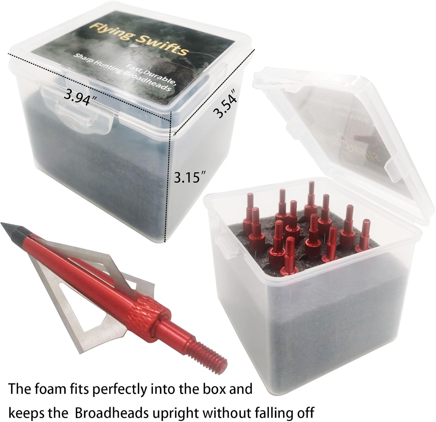 Flying Swifts Cabezas de caza con 3 cuchillas para tiro con arco, 100 o 125, grano, 12 unidades, puntas de flecha atornilladas, compatibles con
