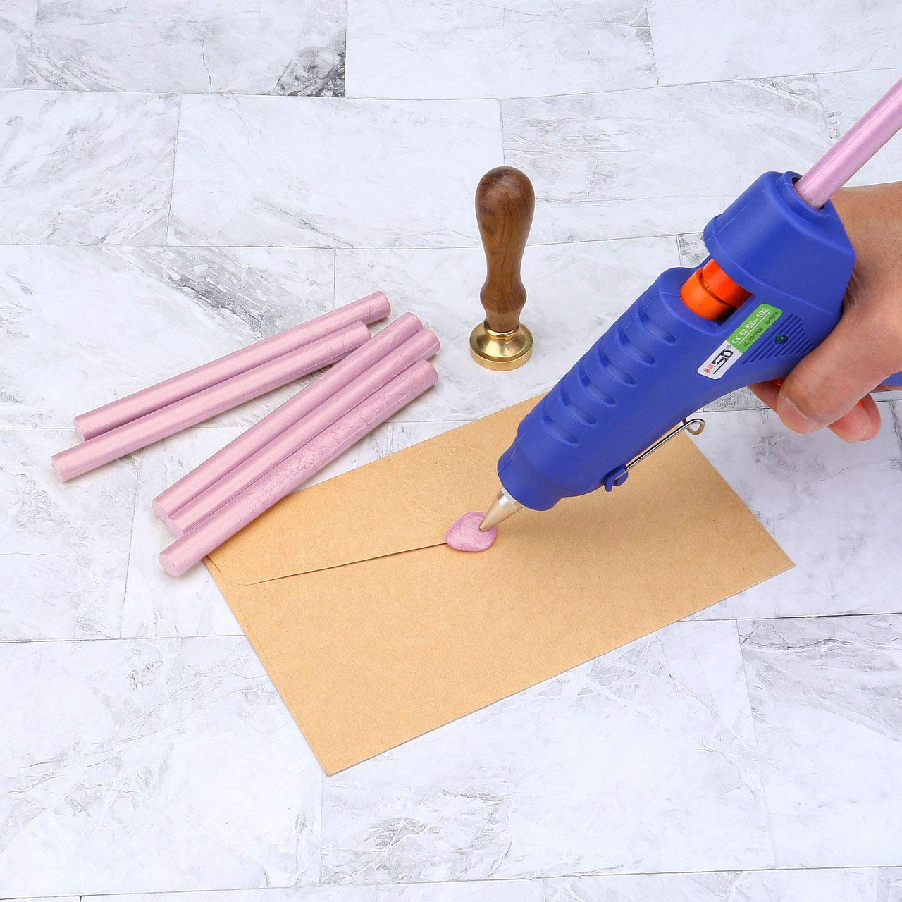 Yoption 15 varillas de cera para sellar con pistola de pegamento, ideal para invitaciones de boda, tarjetas, sobres (rosa)