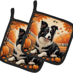 Caroline’s Treasures DAC1022PTHD Border Collie Fall Pair of Pot Holders Kitchen Heat Resistant Pot Holders Sets Oven Hot Pads for Cooking Baking Caroline’s Treasures DAC1022PTHD Border Collie Fall Pair of Pot Holders Kitchen Heat Resistant Pot Holders Sets Oven Hot Pads for Cooking Baking