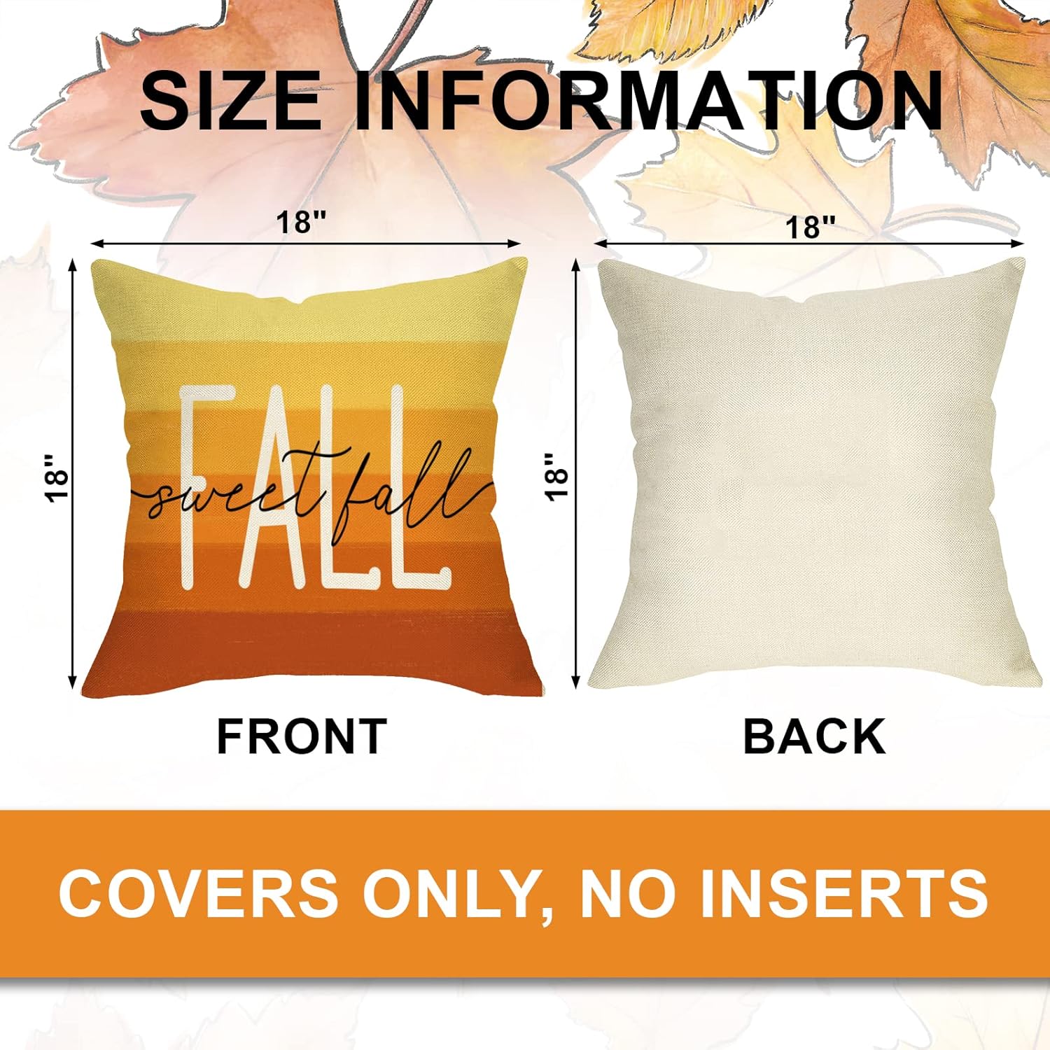 Ussap Hello Fall – Juego de 4 fundas de almohada decorativas de hojas de arce de 18 x 18 pulgadas, decoración de fundas de cojín de cosecha de otoño