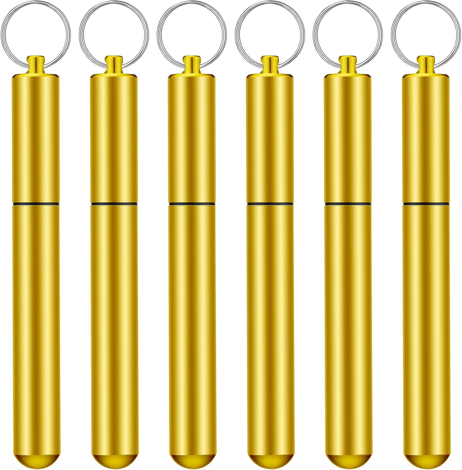 6 piezas portpalillos de dientes portátil hermético de aluminio tubo de metal tubo de articulación tubo de almacenamiento impermeable bolsillo bolsa