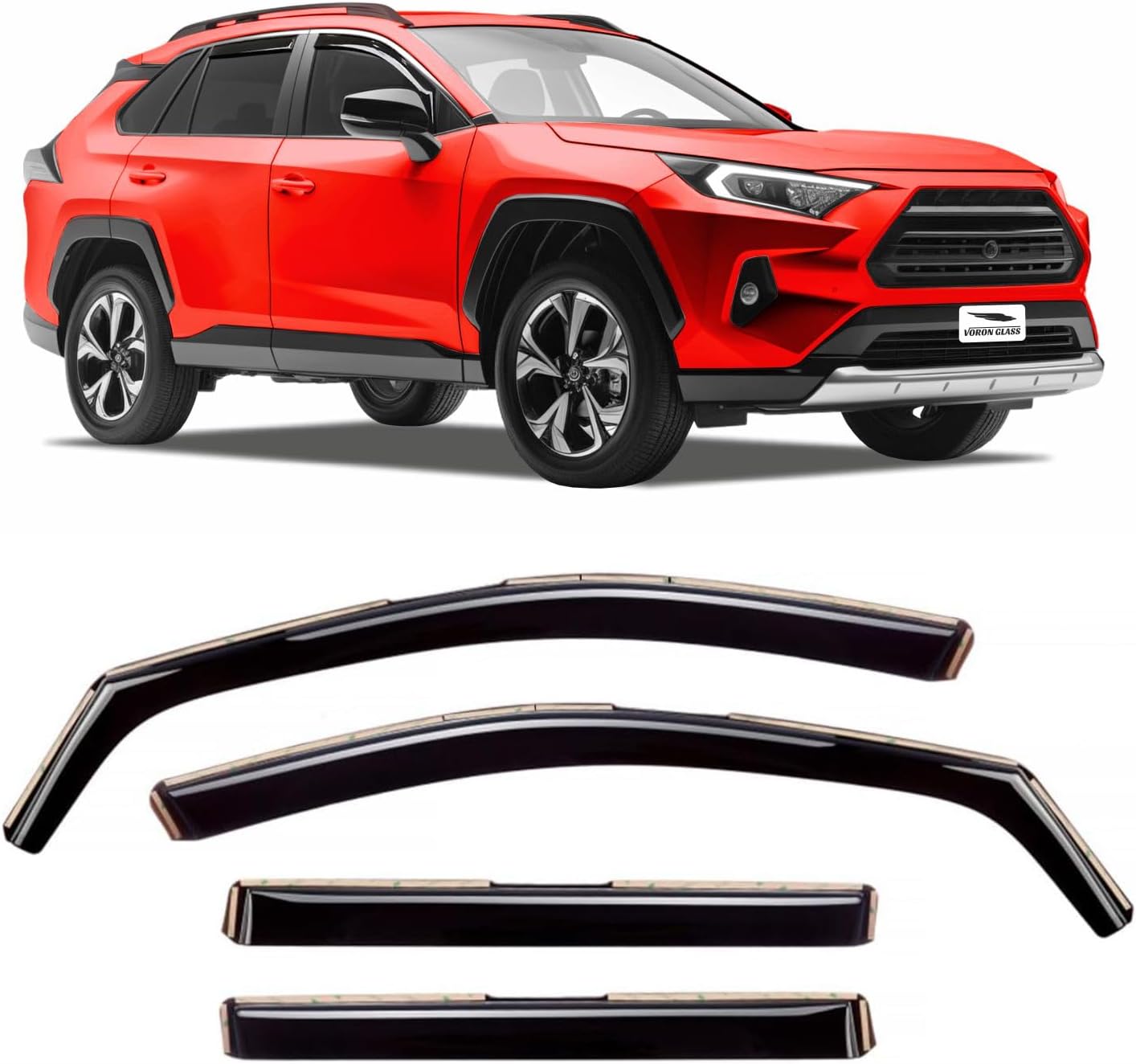 Voron Glass Protectores de lluvia extra duraderos en canal para Toyota RAV4 2019-2023, deflectores de ventana, viseras de ventana de ventilación, 4