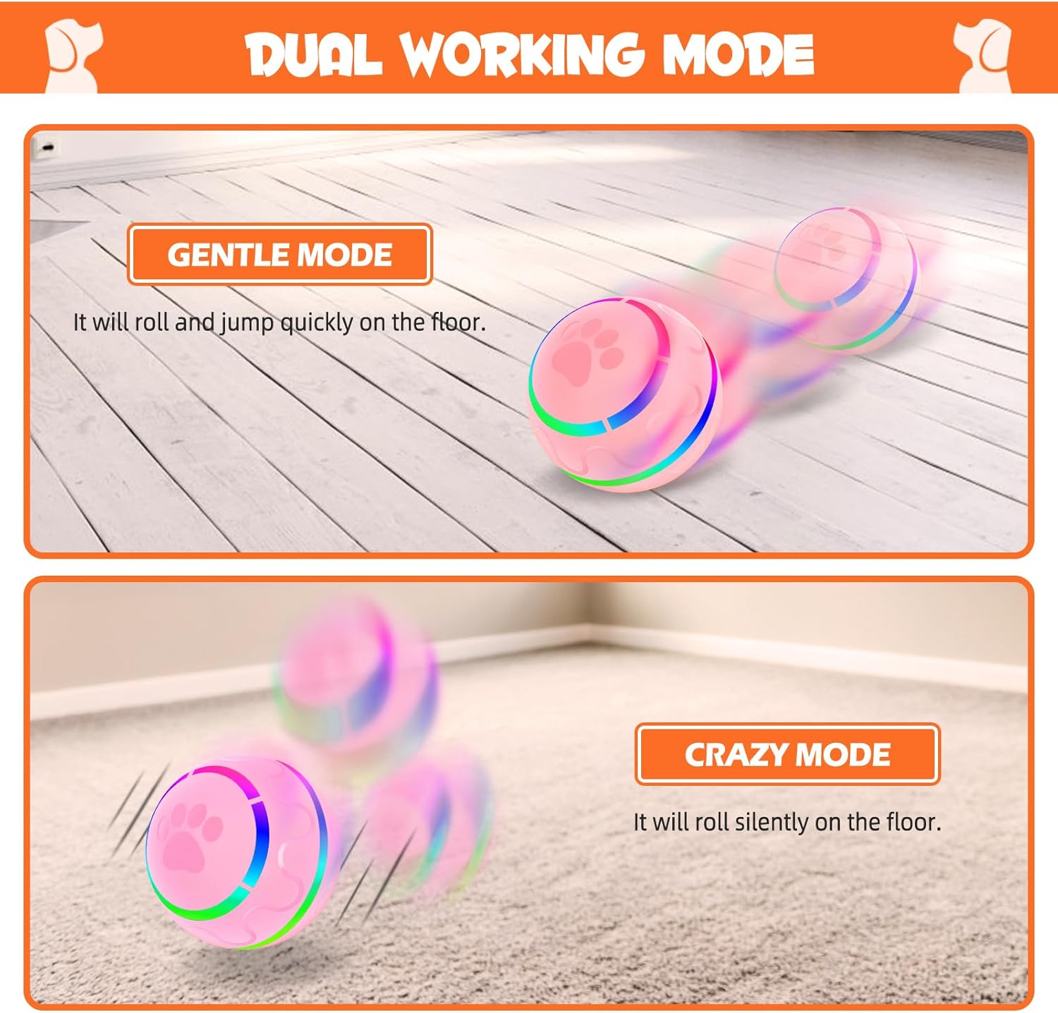 IFurffy Pelota para mascotas Peppy para perros con control remoto, juguete interactivo para perros con luces LED de flash para razas pequeñas,