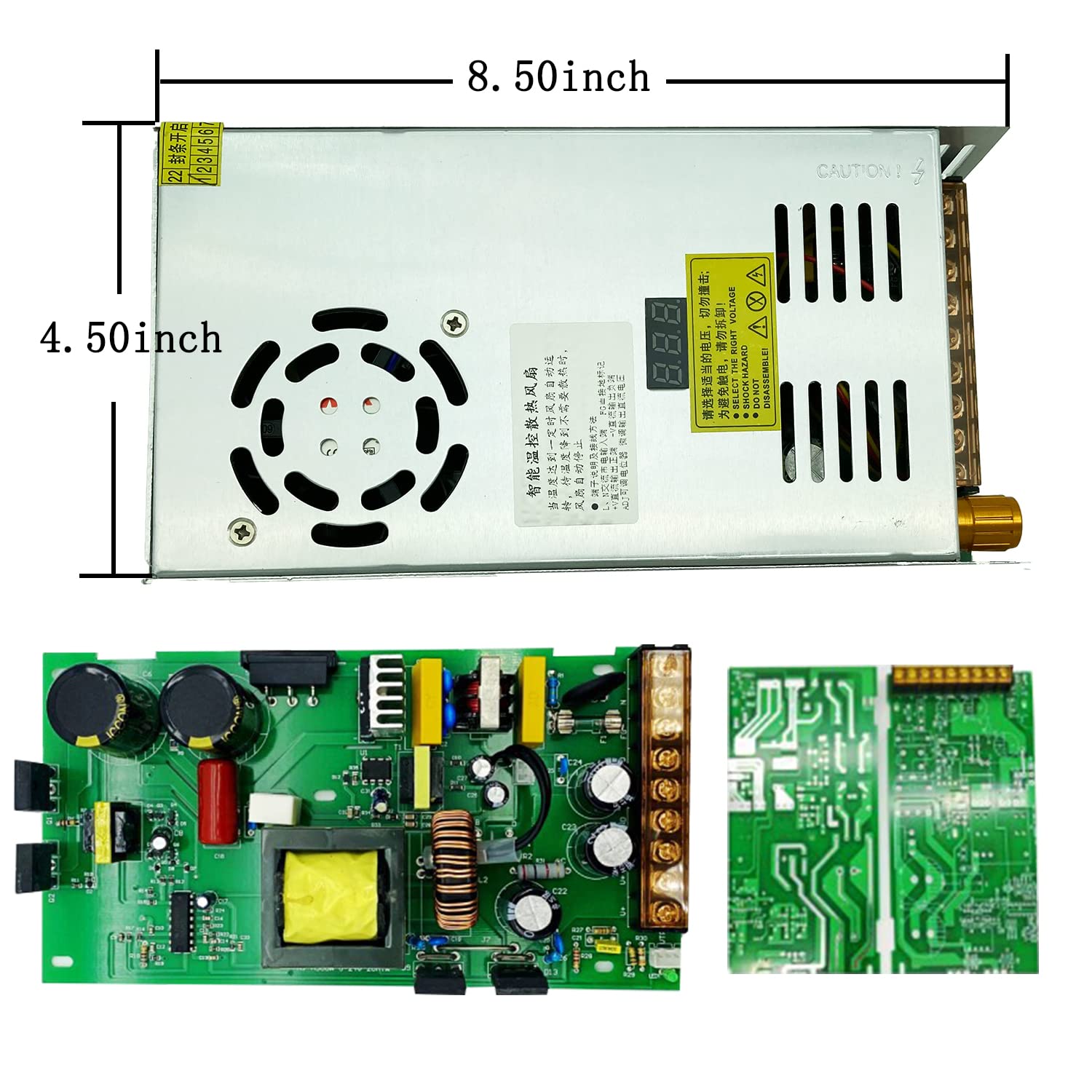 Transformer AC-DC 0-24V ajustable 20A480W pantalla digital de voltaje regulado DC fuente de alimentación de conmutación se adapta al motor de
