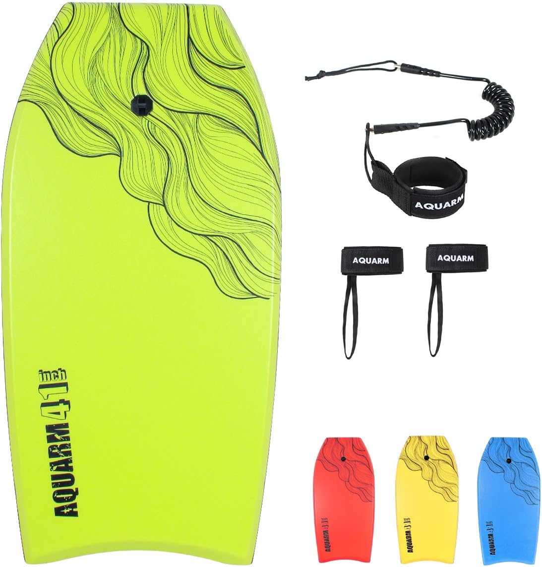 XPE Bodyboard de 33 pulgadas, 36 pulgadas, 41 pulgadas, con correa de muñeca de alta calidad y correas de aleta, parte inferior súper ligera y lisa,