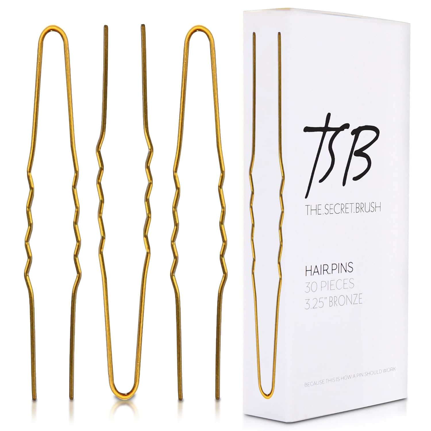 TSB Fura No.1 – Juego de horquillas para el pelo de bronce profesional Jumbo de 30 a 3.25 pulgadas, 3 retenciones, estilo vintage, ideal para bodas