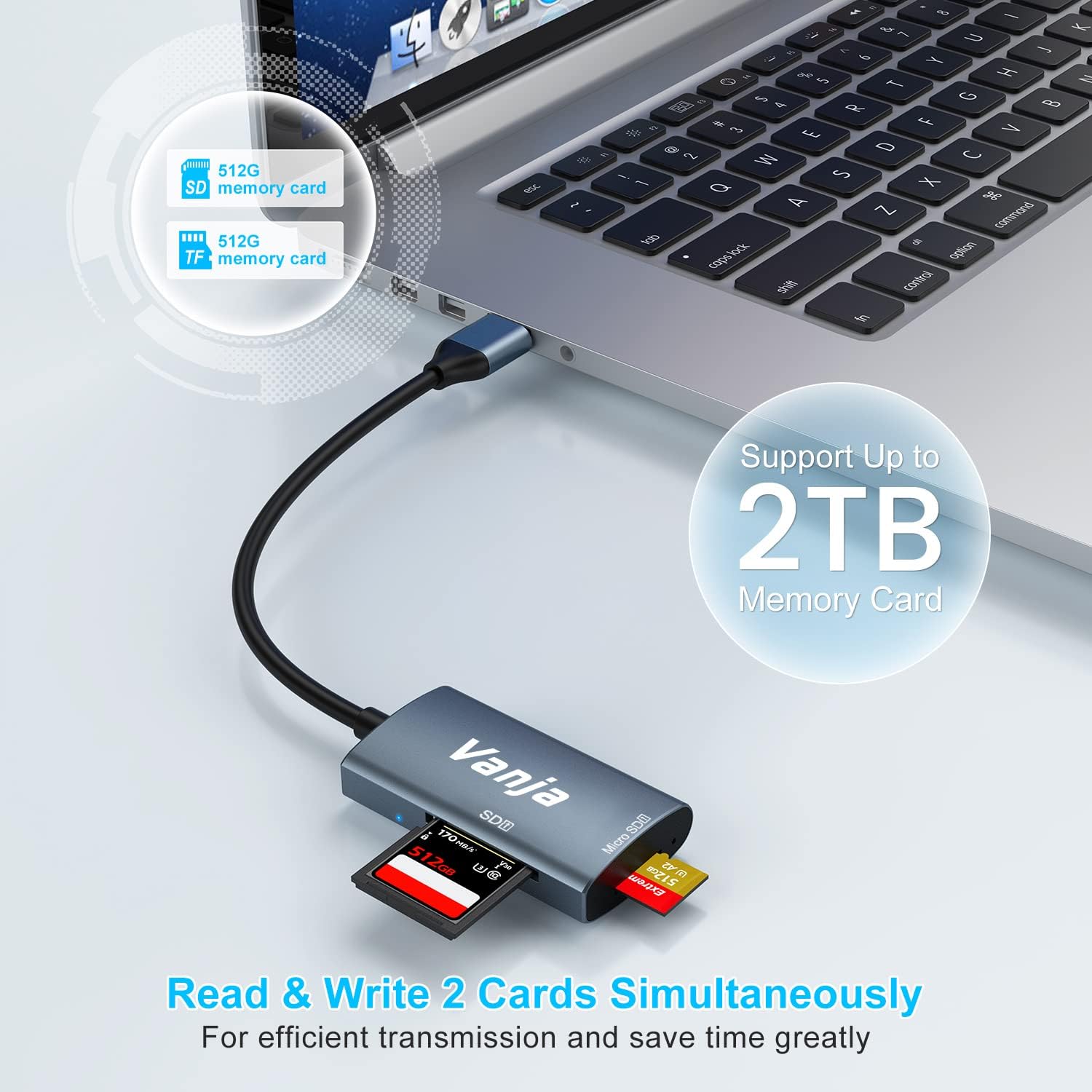 Lector de tarjetas SD USB, adaptador de tarjeta micro SD USB 3.0, adaptador de tarjeta SD a USB, lector de tarjetas de memoria, lector Vanja SD para