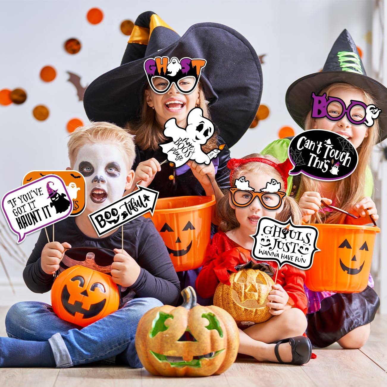 Marco de accesorios para cabina de fotos de fiesta de Halloween, kit de decoración de fotografía de Halloween, incluye marco de fotos de fantasma de
