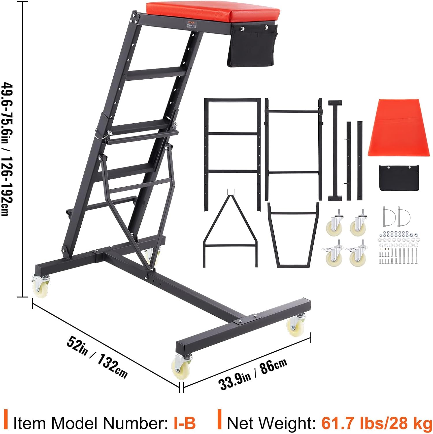 VEVOR Enredadera automotriz superior, con altura ajustable de 49.6 a 75.6 pulgadas, capacidad de 400 libras, 4 ruedas giratorias, enredadera