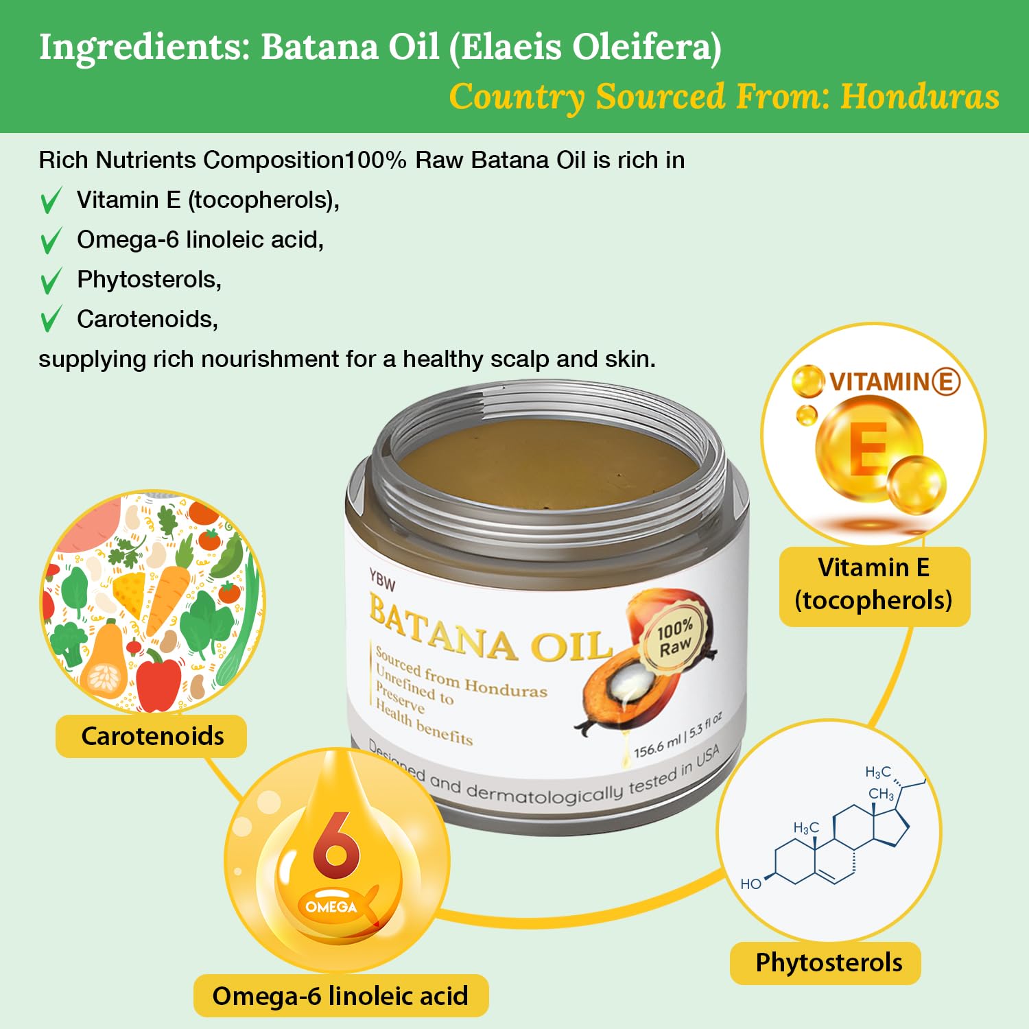 Aceite de batana crudo para el crecimiento del cabello, 100% natural, puro, sin refinar y orgánico Dr. Sebi Batana Oil crudo de Honduras previene la
