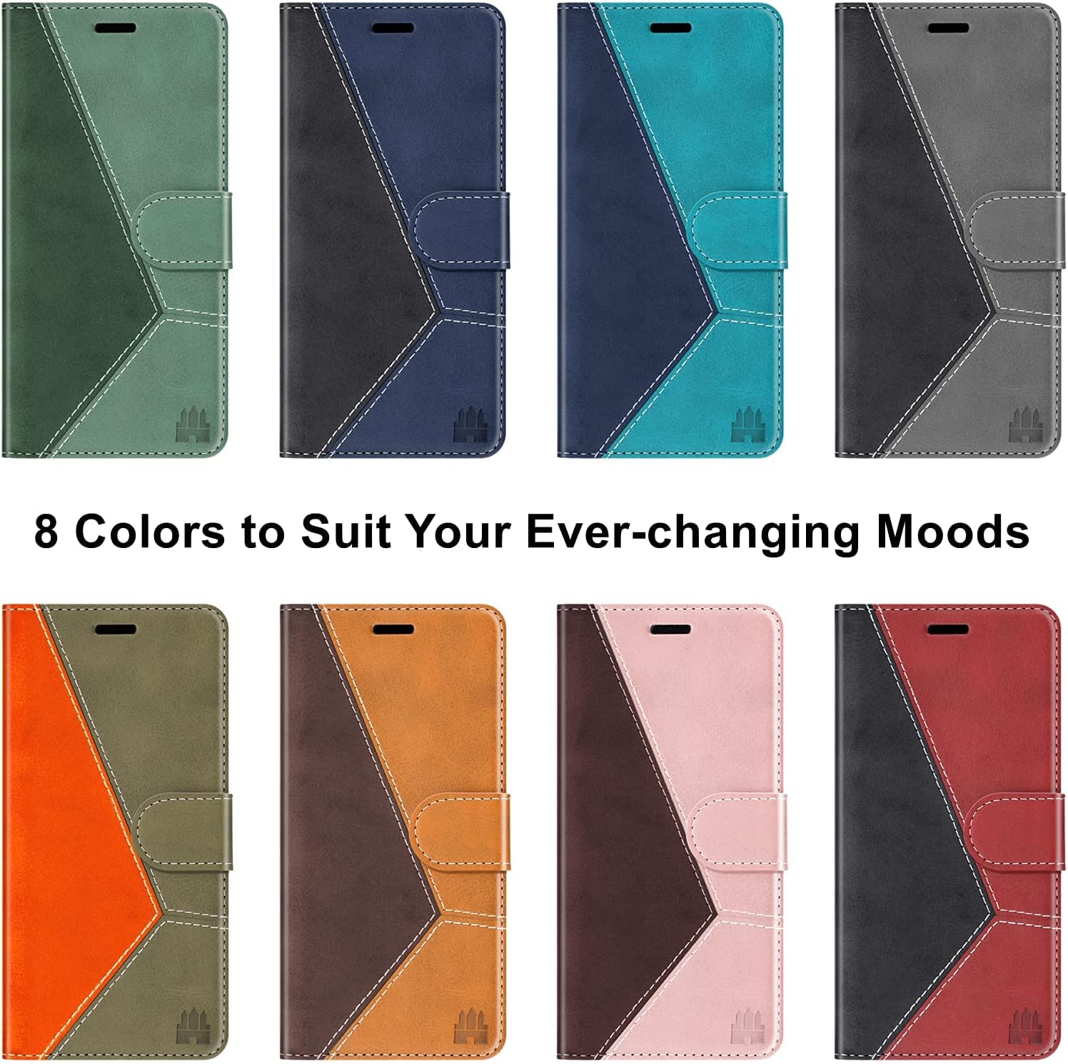 Compatible con funda tipo cartera para iPhone 13, ranuras para tarjetas con bloqueo RFID, funda de piel sintética de lujo con funda de TPU a prueba
