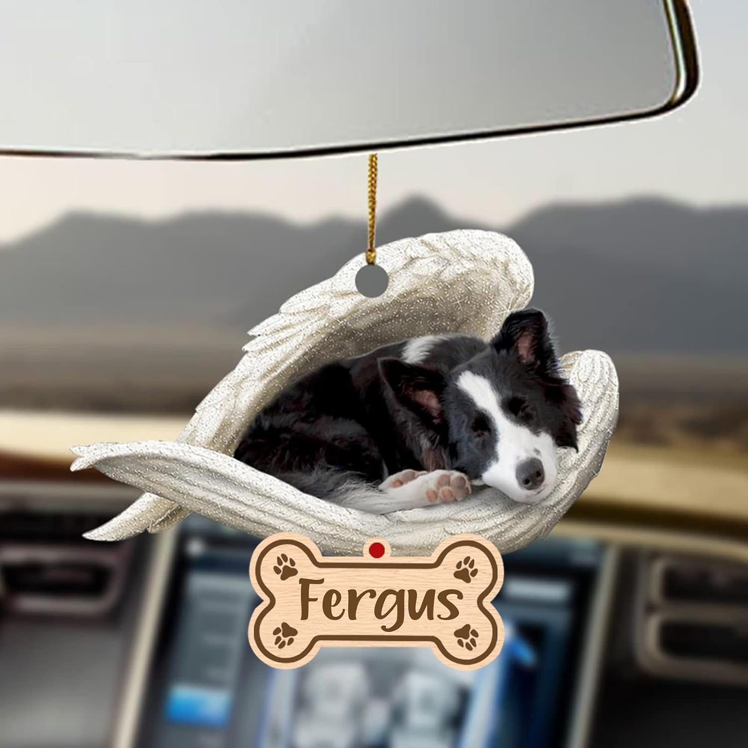 Border Collie – Adorno de ángel durmiente  Adorno acrílico 2D personalizado para perro  Regalo por pérdida de mascotas  Regalo de condolencias de