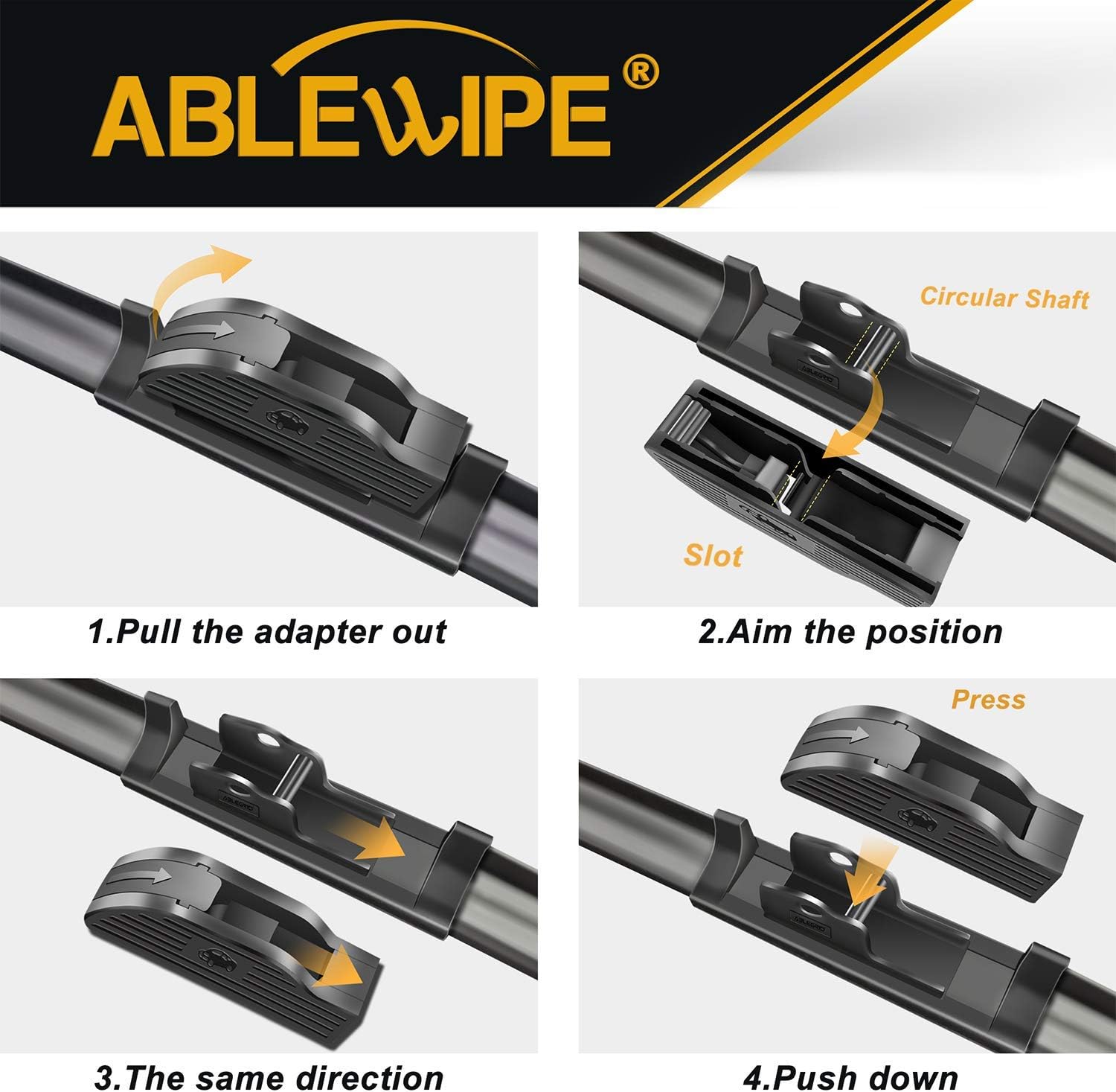 ABLEWIPE Limpiaparabrisas de automóvil de 20 pulgadas + 19 pulgadas para ventana delantera (juego de 2)