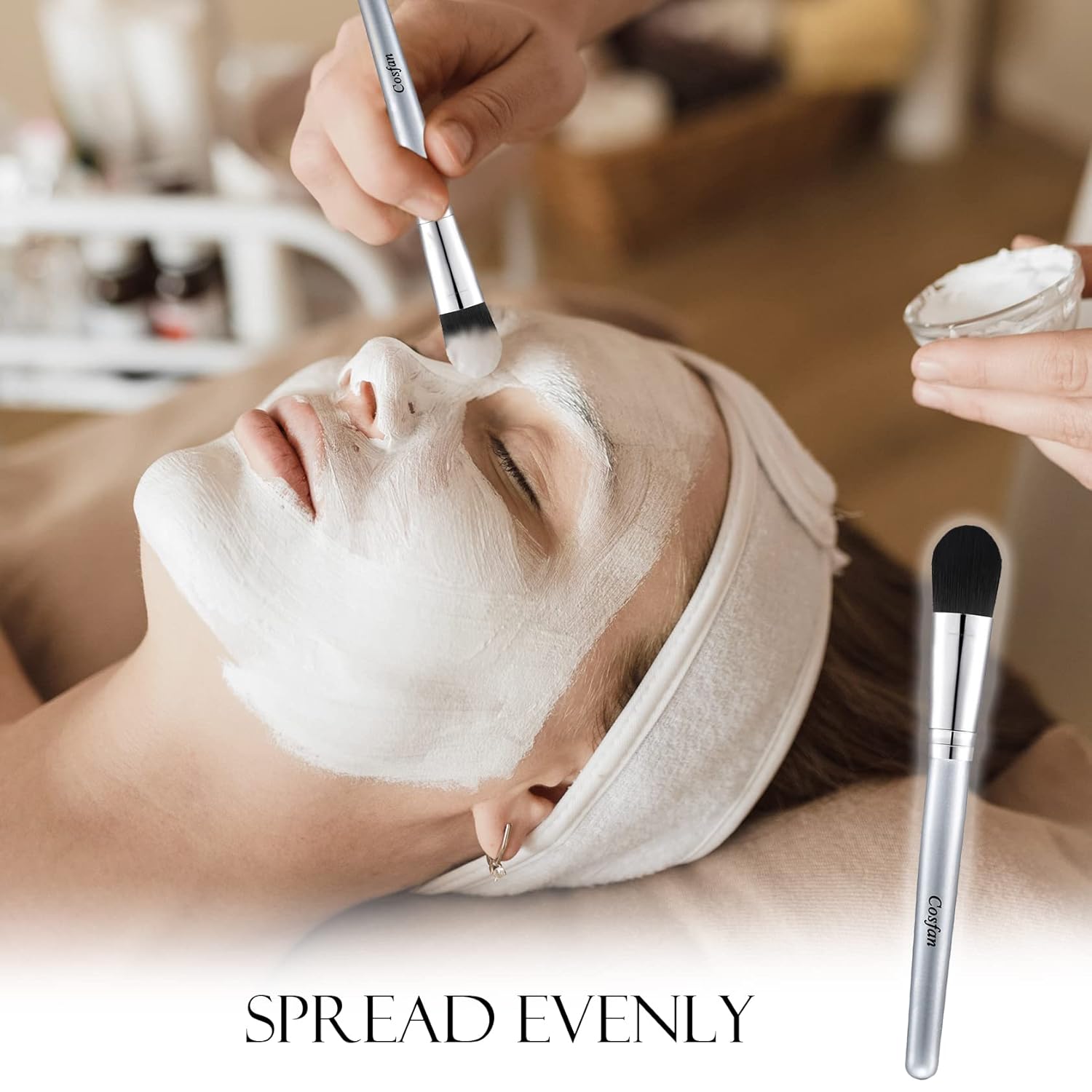 Paquete de 3 cepillos para mascarilla, cepillo de máscara facial, brochas de maquillaje de base de cerdas sintéticas para barro, suero, cáscara,