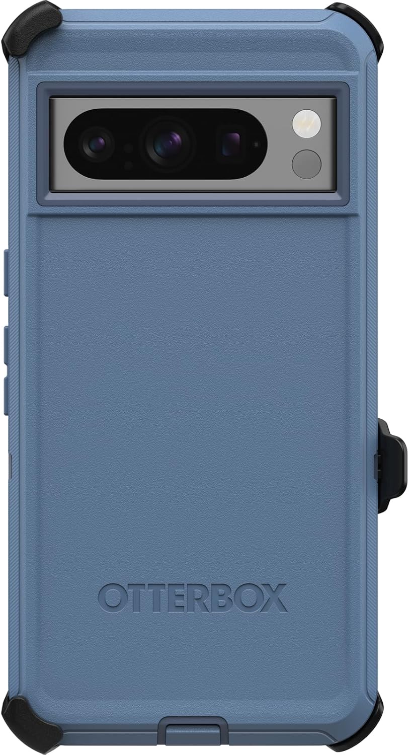 OtterBox Funda para Google Pixel 8 Pro Defender Series, color azul bebé, resistente y duradera, con protección de puerto, incluye soporte de clip