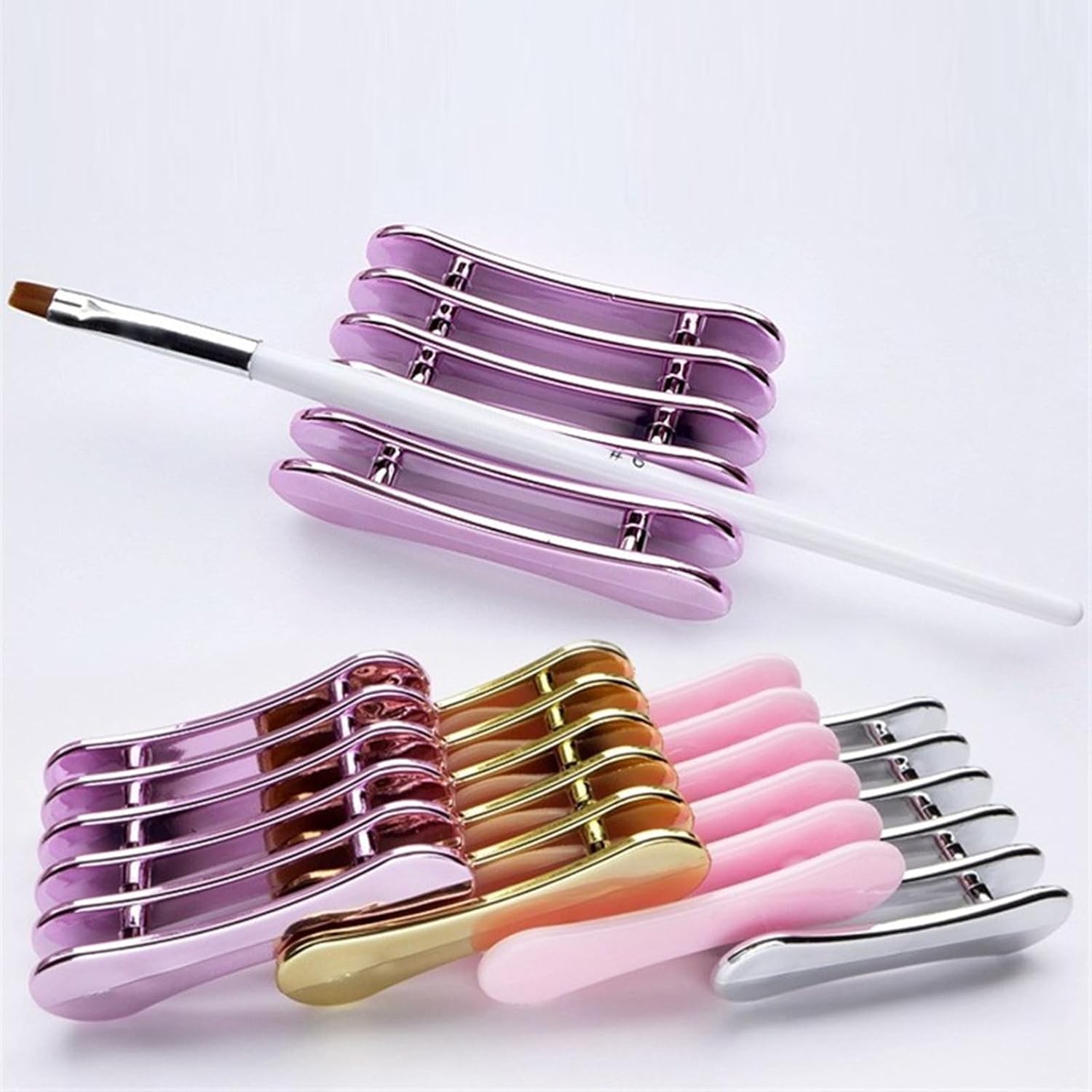 DD-life 2 soportes para pinceles de arte de uñas, soporte de exhibición para pinceles de uñas, soporte para brochas de maquillaje, soporte para