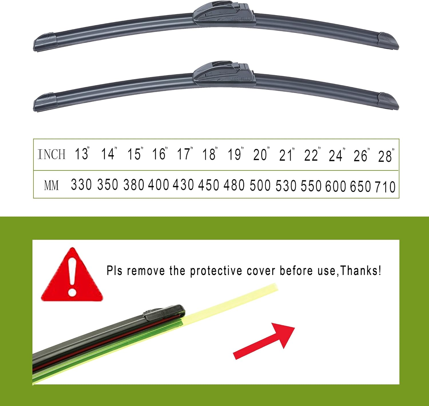 Limpiaparabrisas de calidad de fabricante original, de 24 + 24 pulgadas, repuesto prémium para limpiaparabrisas para todas las estaciones, para