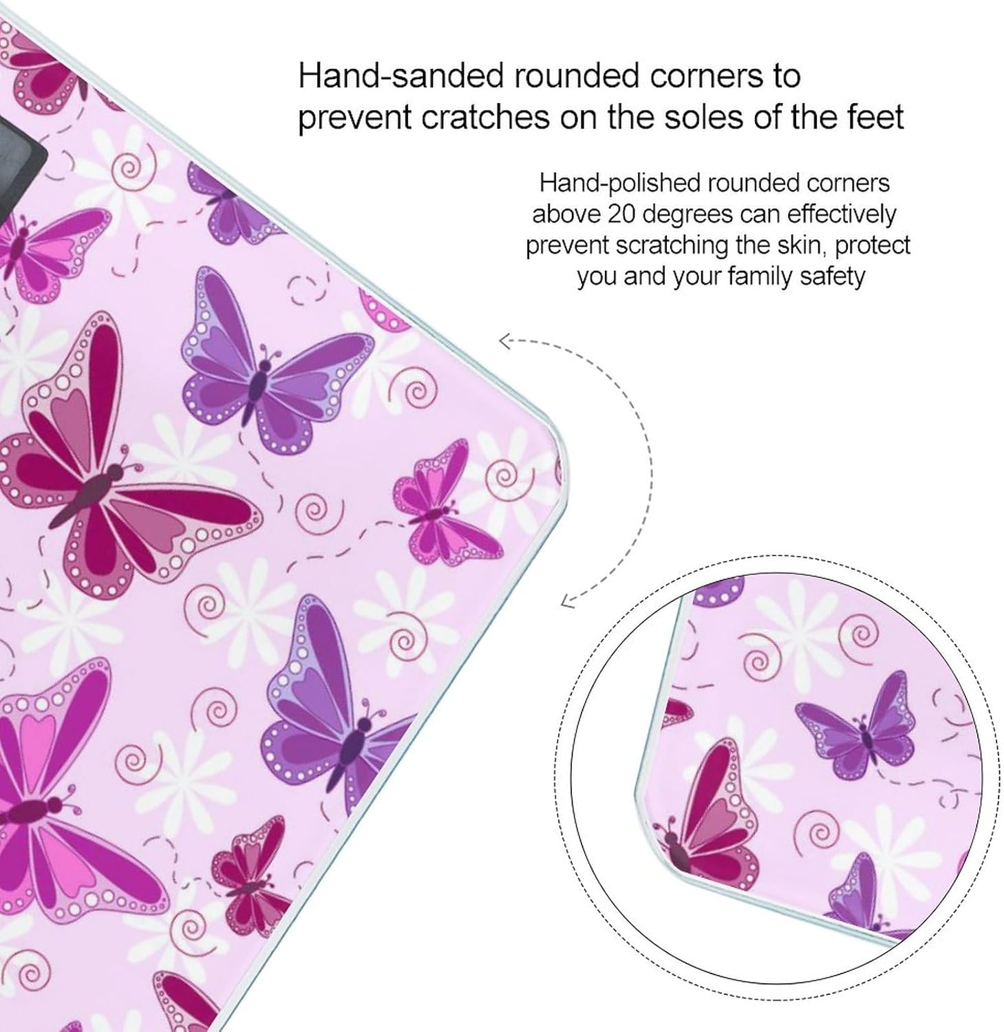 Báscula divertida púrpura del cuarto de baño de la mariposa para el peso corporal Máquina de pesaje altamente exacta de la exhibición del LCD de