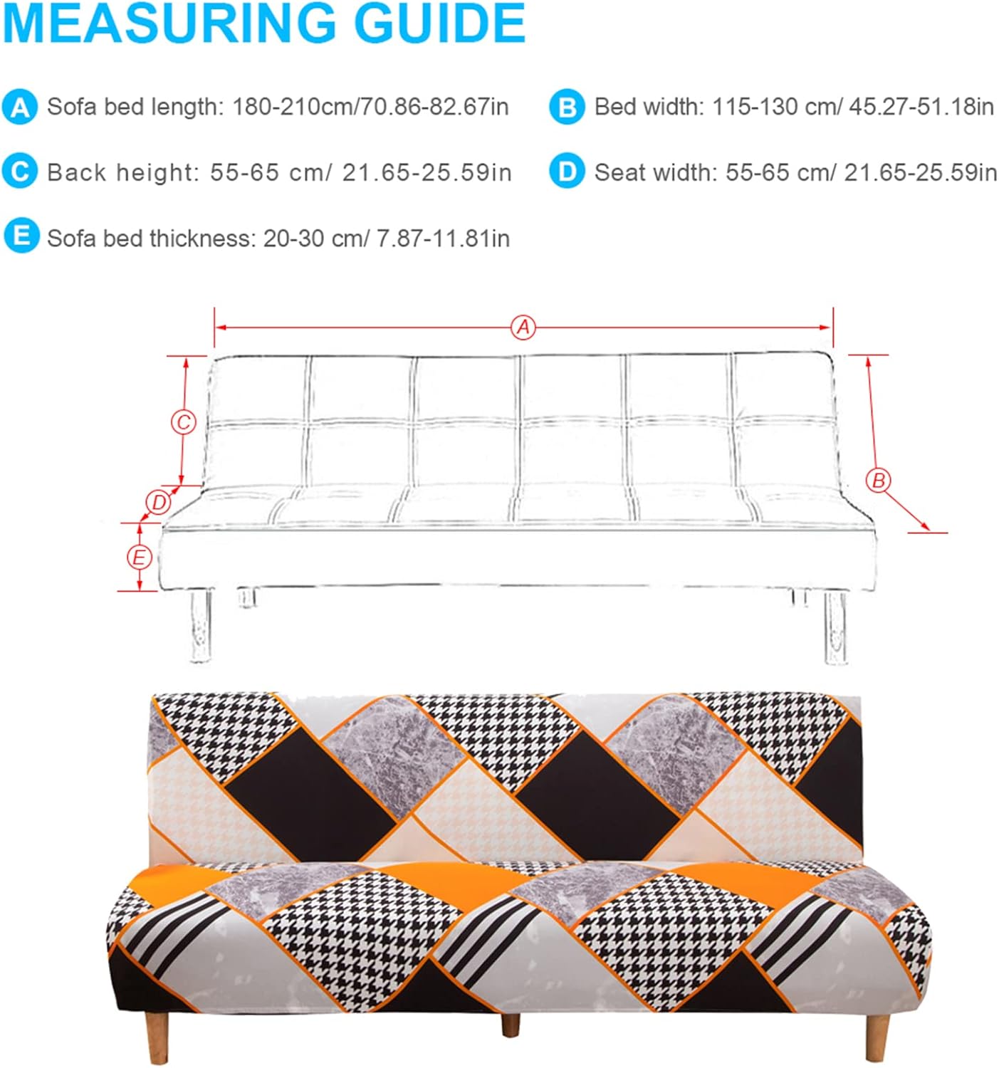 ele ELEOPTION Funda elástica para sofá cama sin brazos, fundas de cojín plegables para sofá, fundas de futón de tamaño completo, fundas protectoras