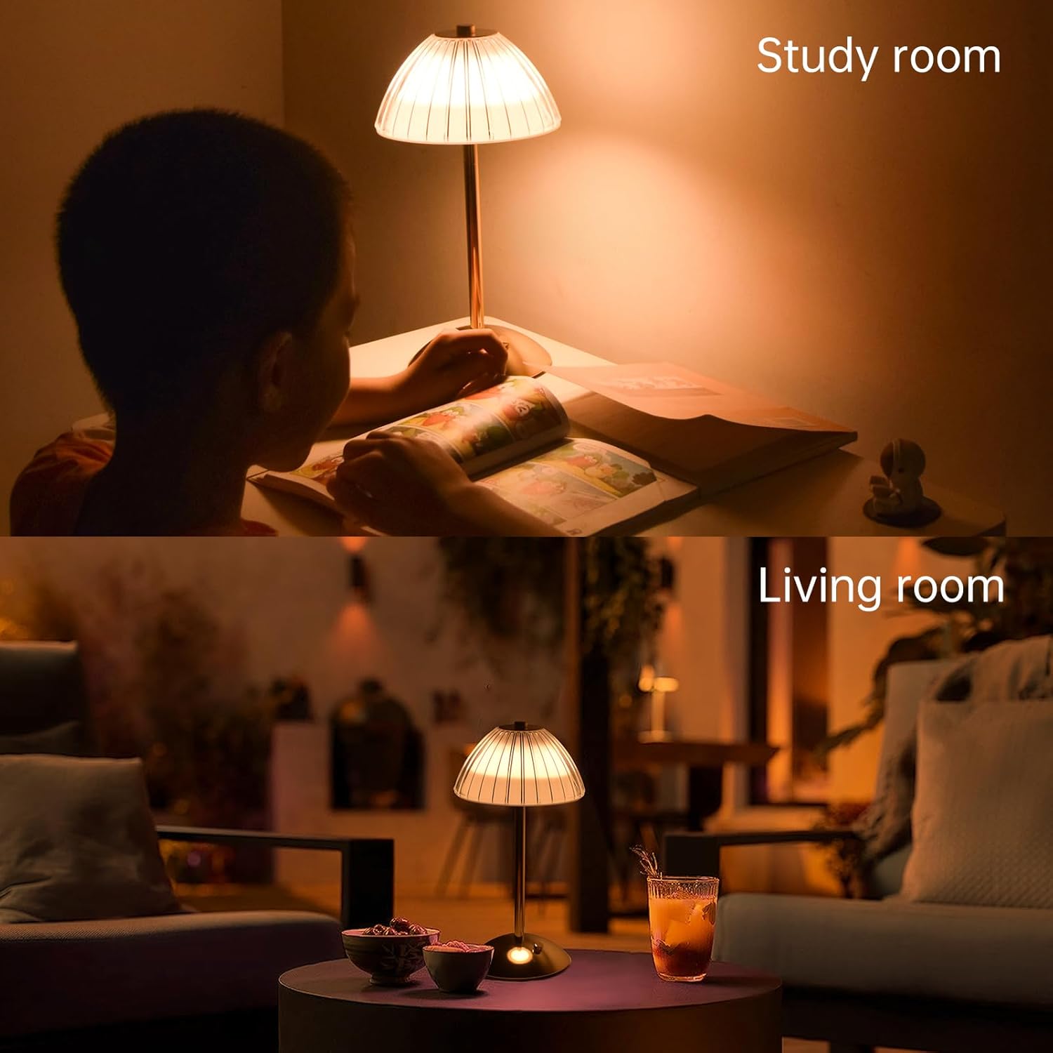 Lámpara táctil para mesita de noche, lámpara de mesa de hongos, 3 niveles de brillo, luz nocturna recargable para niños, lámpara de mesita de noche,