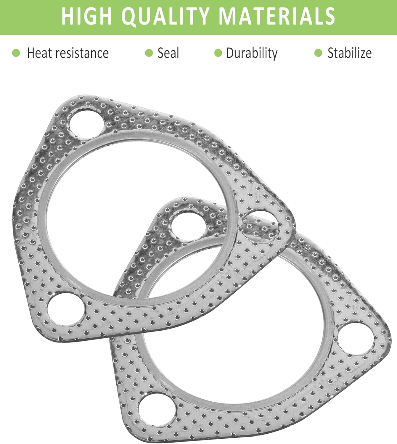 RACOONA 2 juntas de escape, accesorios de automóvil, junta de escape de alta temperatura con anillo de fuego SS, junta de brida de escape de perno,