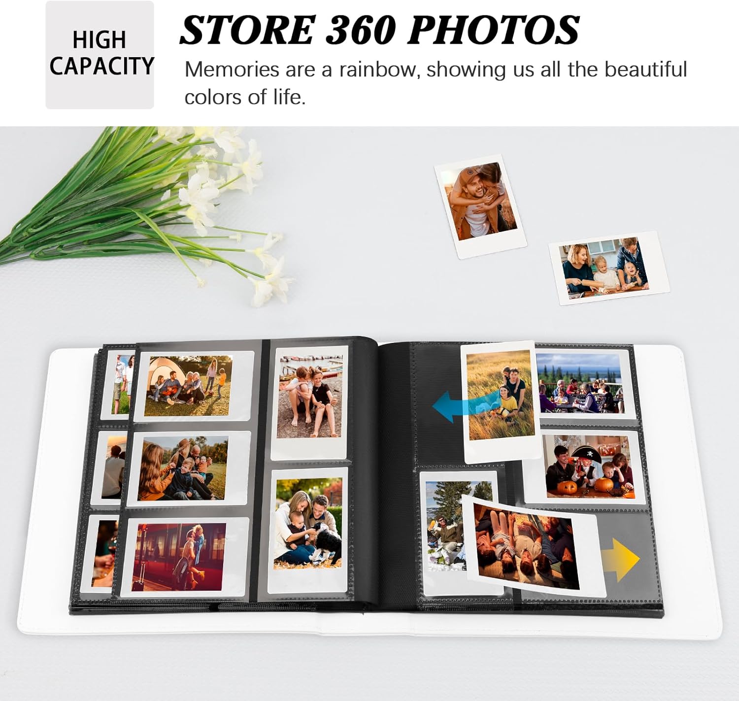 Álbum de fotos de 360 bolsillos para cámara instantánea Fujifilm Instax MiniPolaroid, para cámara instantánea Fujifilm Instax Mini 11, 12, 9, 40,