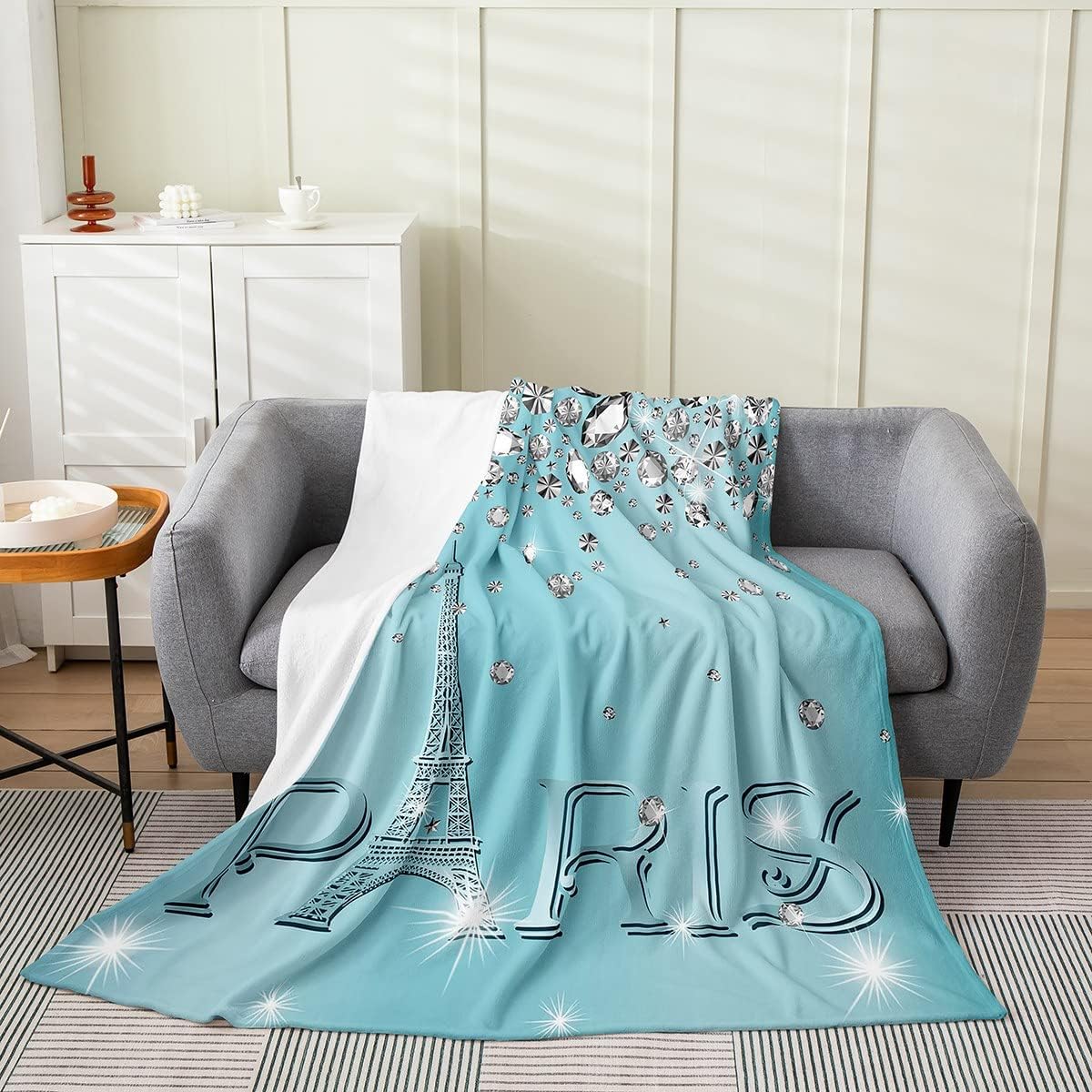 Erosebridal Manta de la Torre Eiffel de 40 x 50 pulgadas, romántica manta de vellón de la torre de París para adolescentes y adultos, manta de