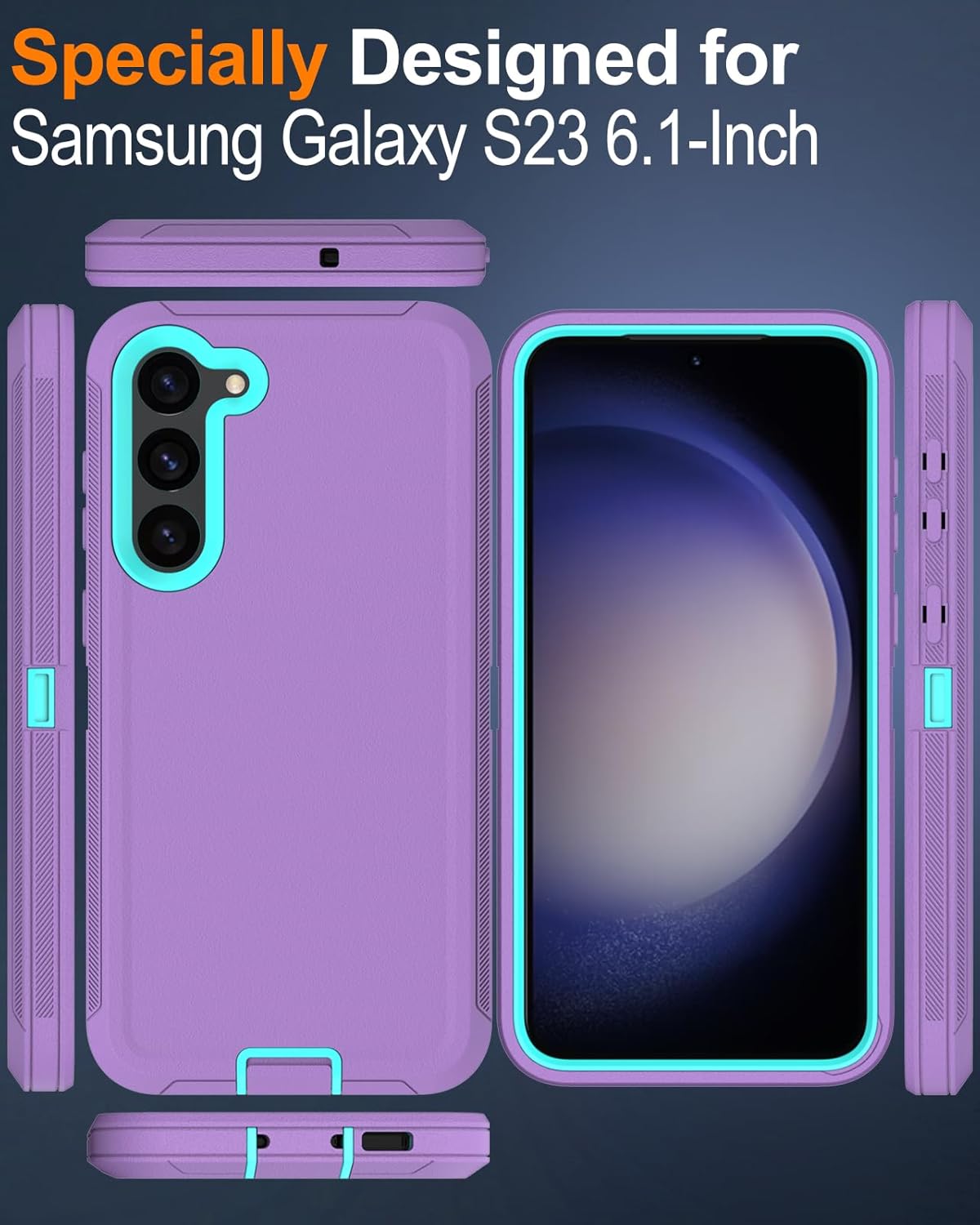 Aliruke Funda para Samsung Galaxy S23, con protector de pantalla, protección de puerto, cubierta de goma de silicona antideslizante de cuerpo