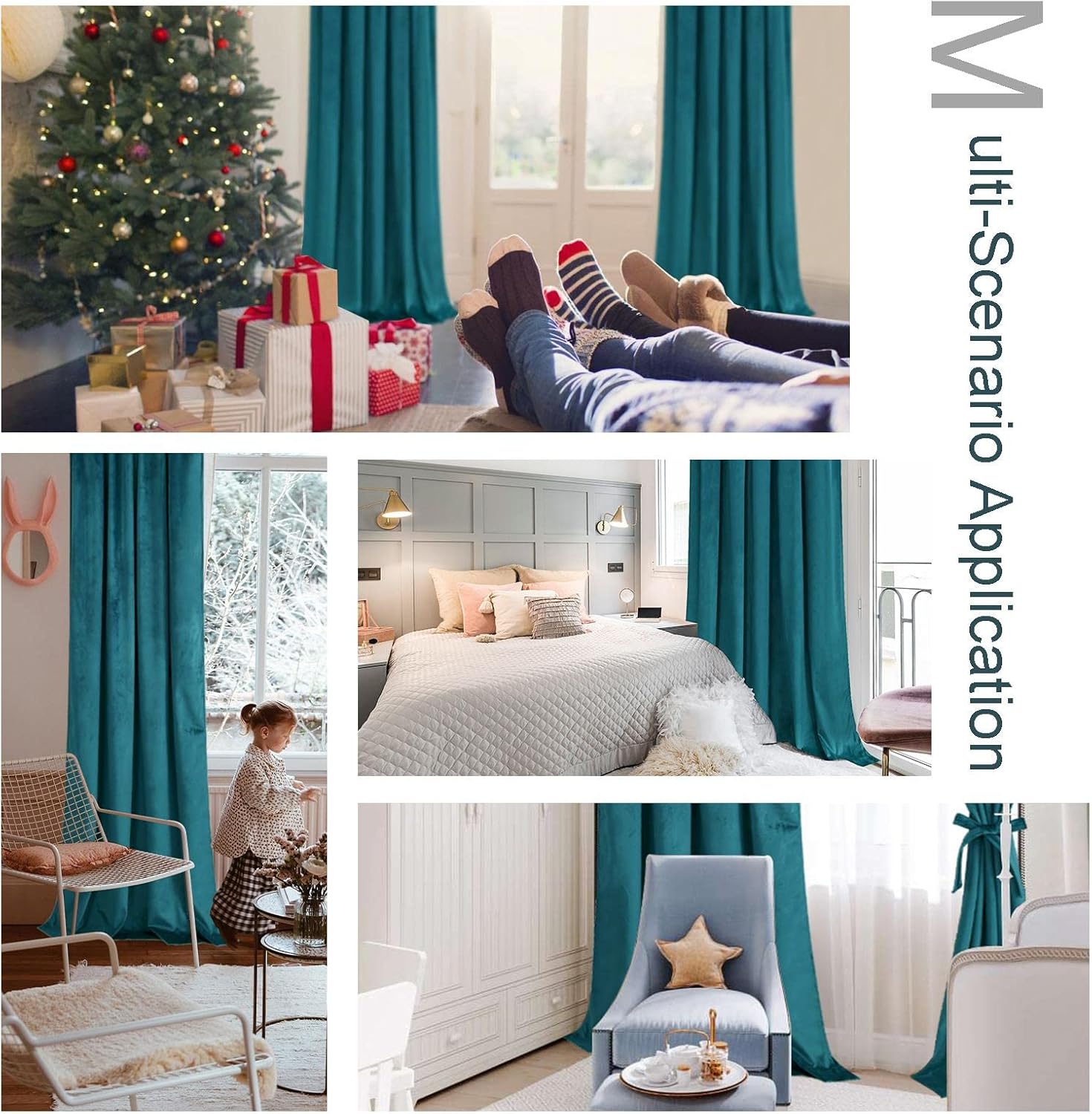 JIUZHEN Cortinas de terciopelo de 72 pulgadas de largo, cortinas opacas de terciopelo retro suave, con aislamiento térmico y reducción de ruido, con