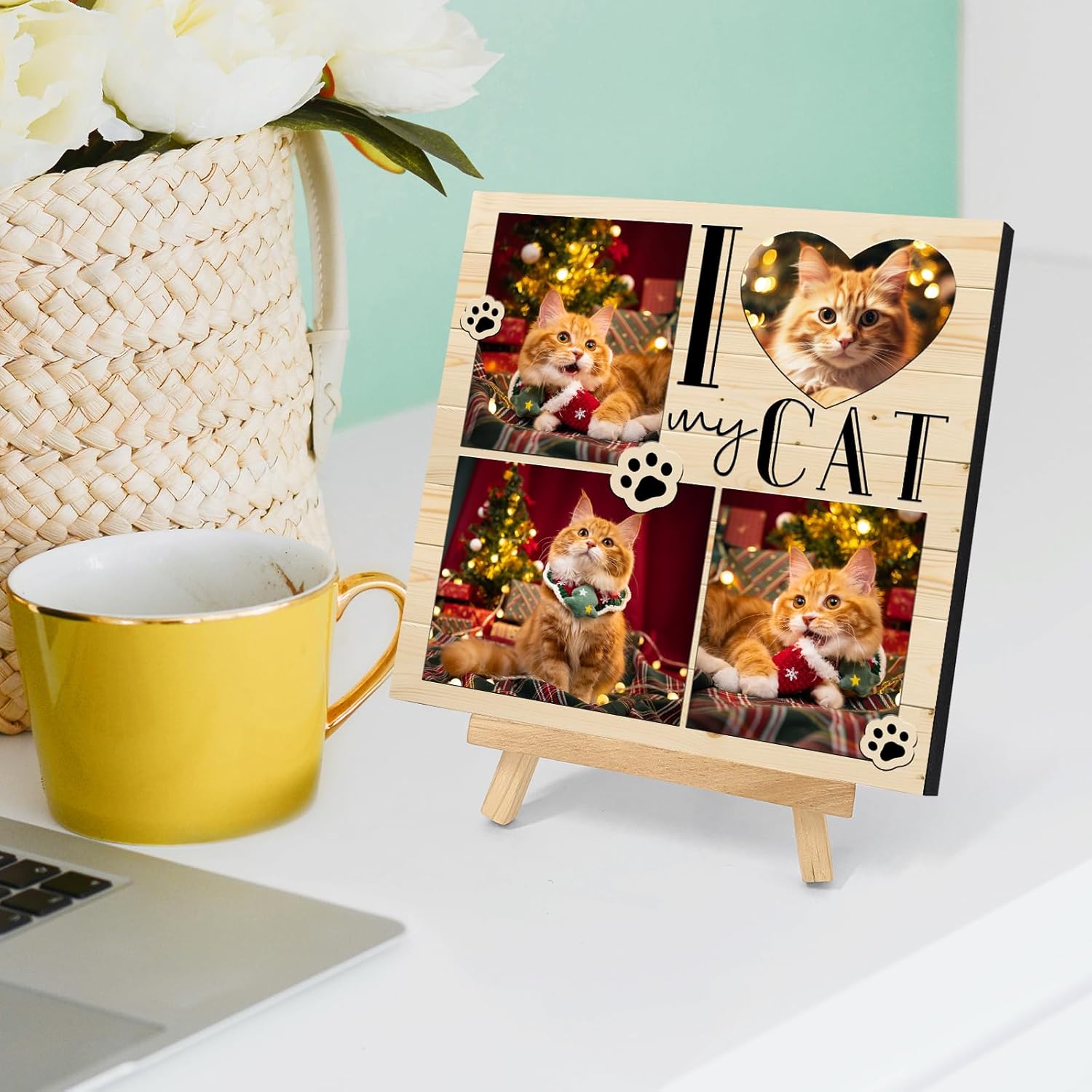 Custom Style Marcos de fotos personalizados con caballete, regalos de fotos personalizados para amigos, familia, perros, gatos, mascotas, marco de