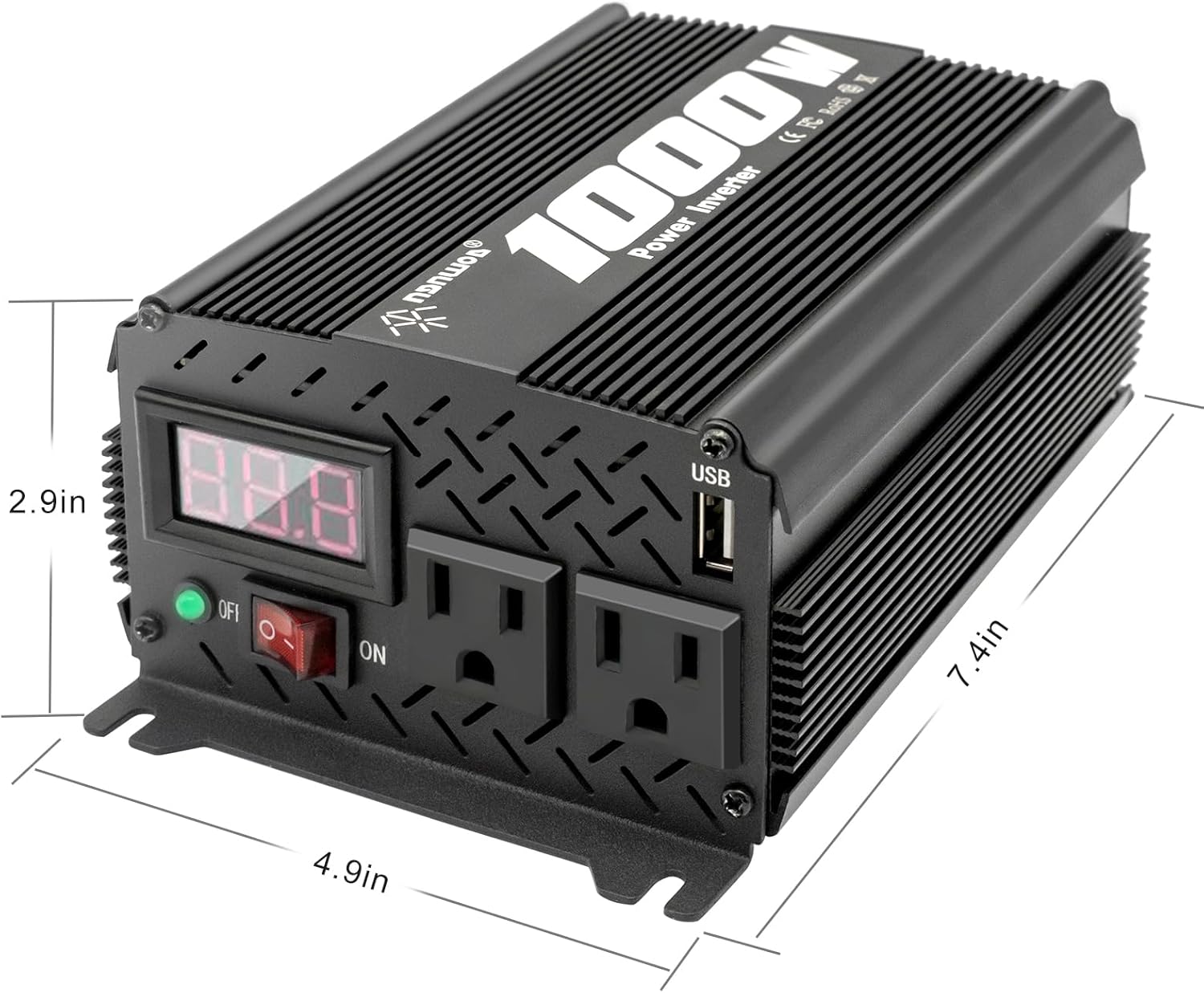 Inversor de 1000 vatios 1000 W, inversor de 12 V a 110 V120 V, inversor de corriente para camiones, vehículos semi camiones, convertidor de 12 V a