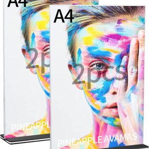 2 soportes acrílicos para letreros de tamaño A4, soportes transparentes de mesa de menú de escritorio, soportes de exhibición de letreros de mesa de 2 soportes acrílicos para letreros de tamaño A4, soportes transparentes de mesa de menú de escritorio, soportes de exhibición de letreros de mesa de