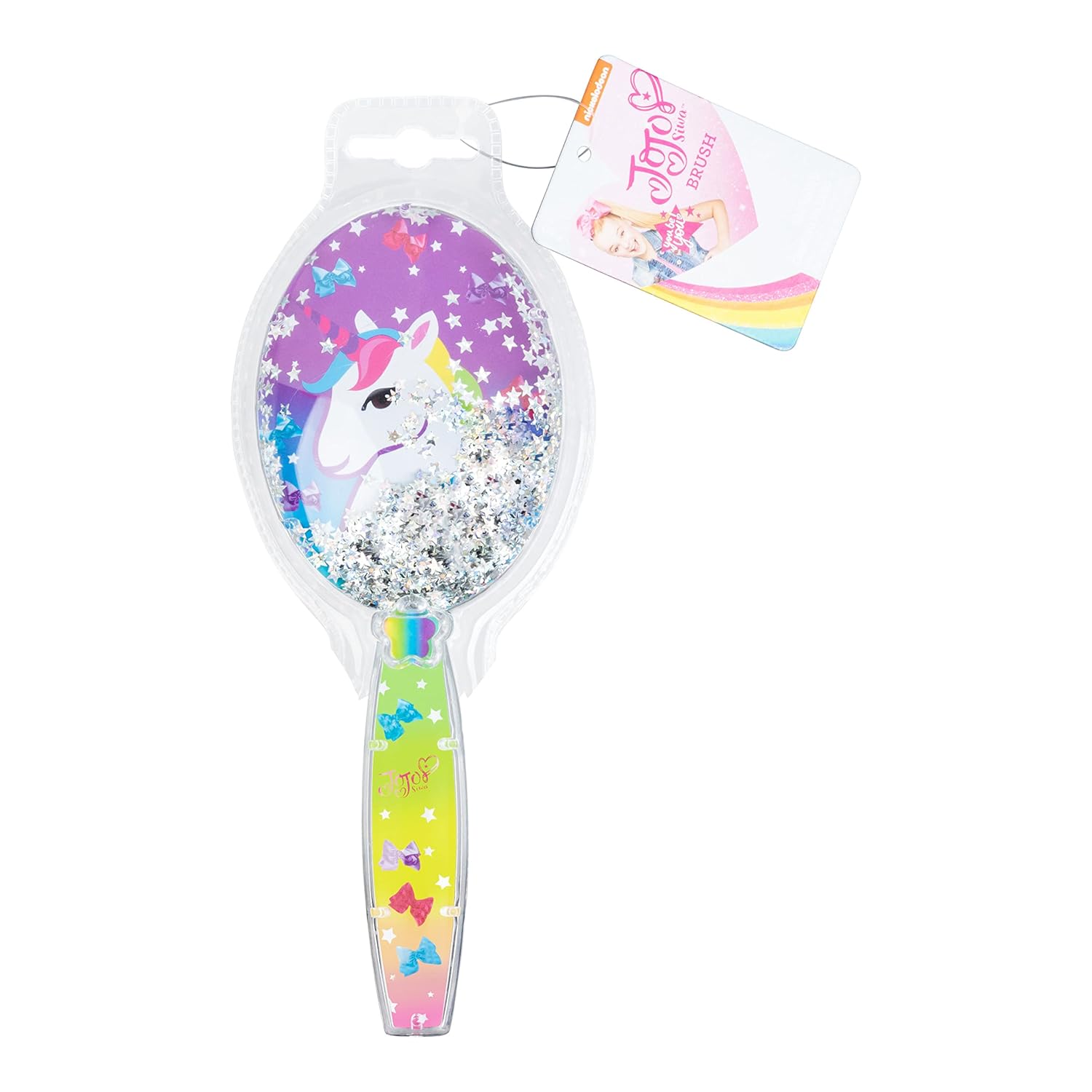 Jojo Siwa Unicorn – Cepillo de pelo con confeti para niñas, color arcoíris, a partir de 3 años